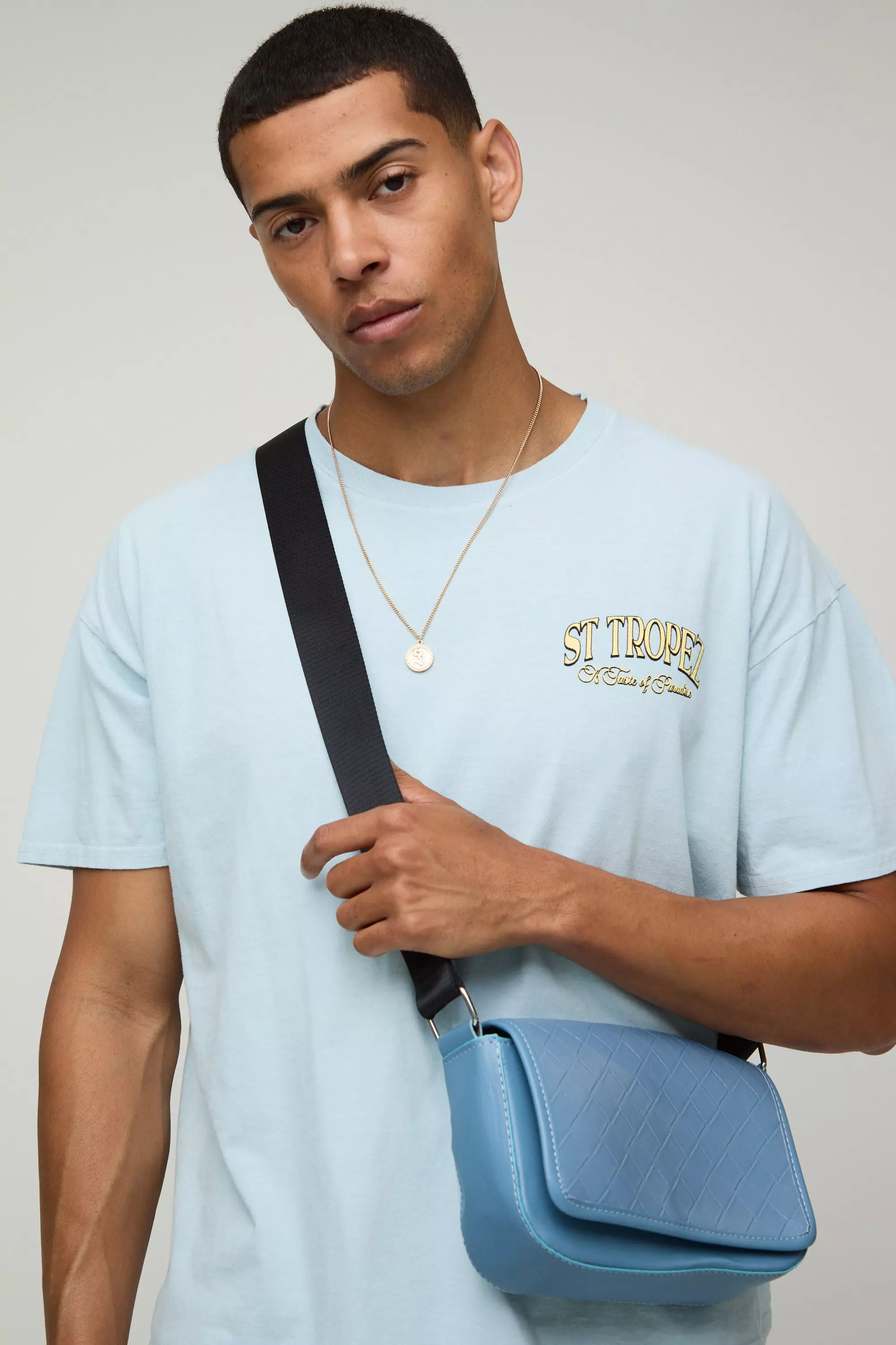 PU Square Shoulder Bag Blue