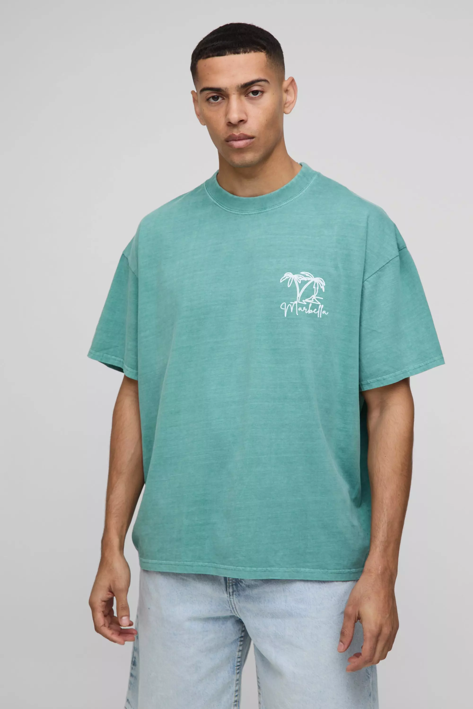 Oversize T-Shirt mit Marmor-Print, Green alternatives Bild