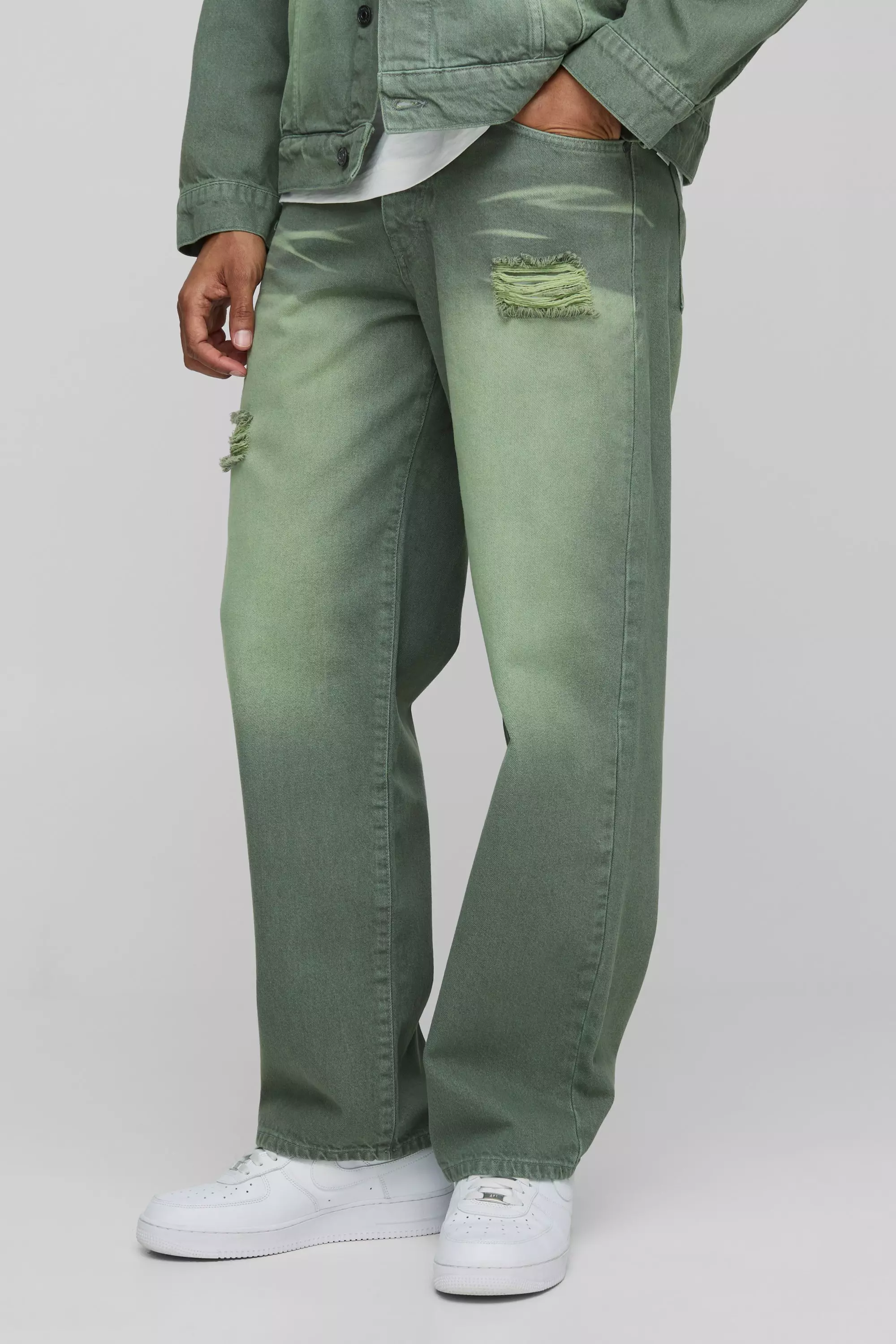 Green Relaxed Fit Green Tinted Jeans