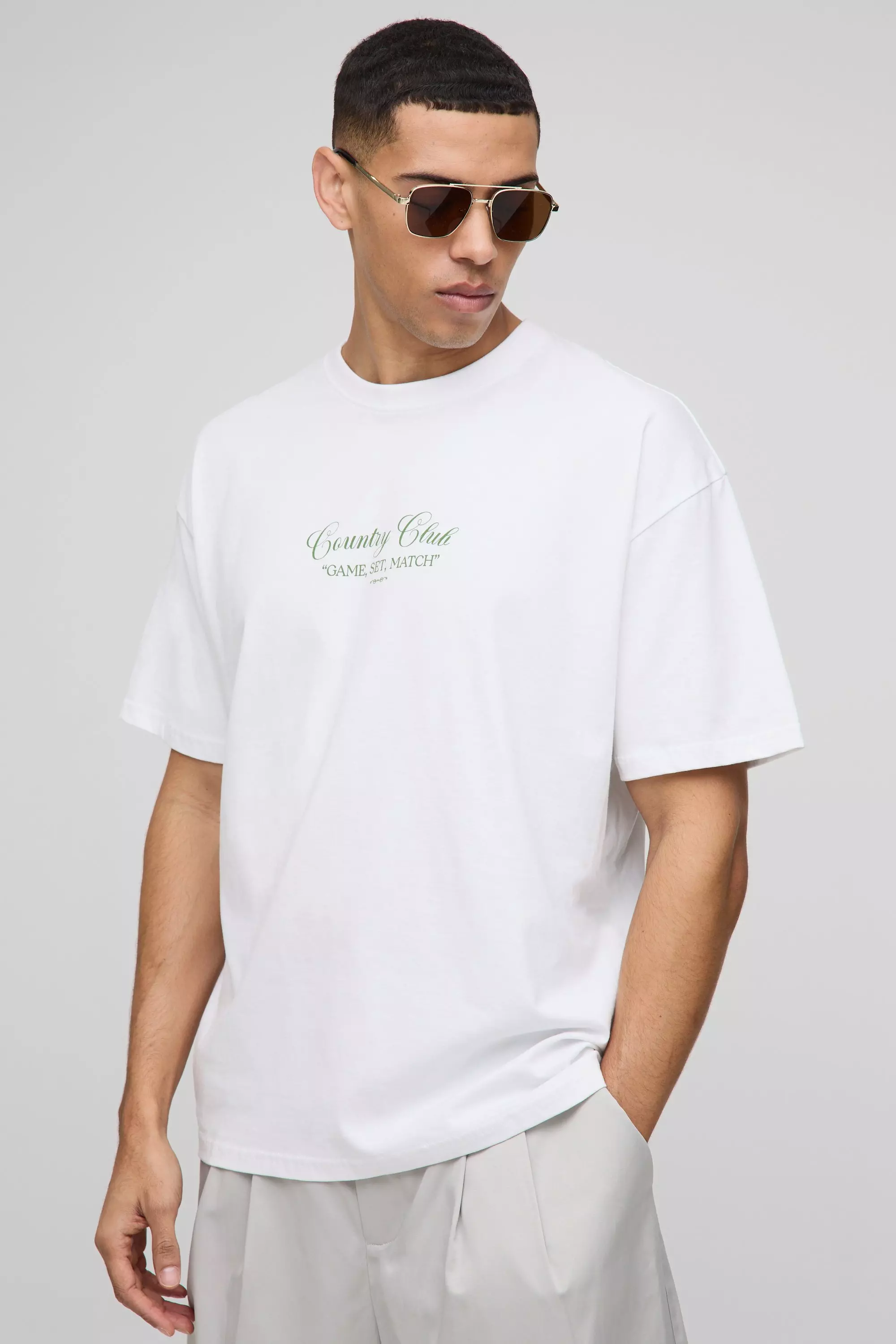 Oversized Country Club Tennis Graphic T-Shirt | boohooMAN AU
