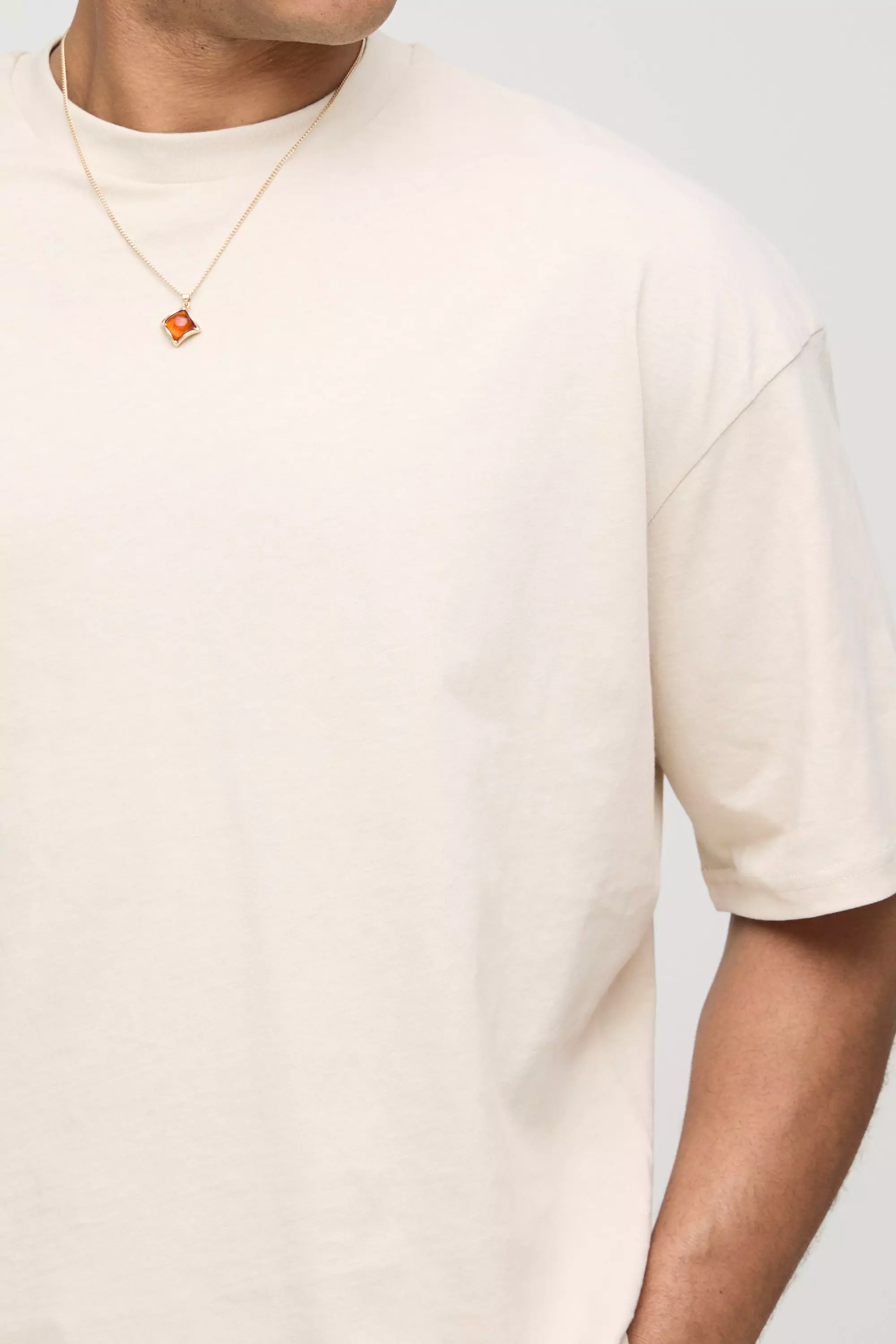Stone Basic Oversized Boxy Crew Neck T-shirt alternative image