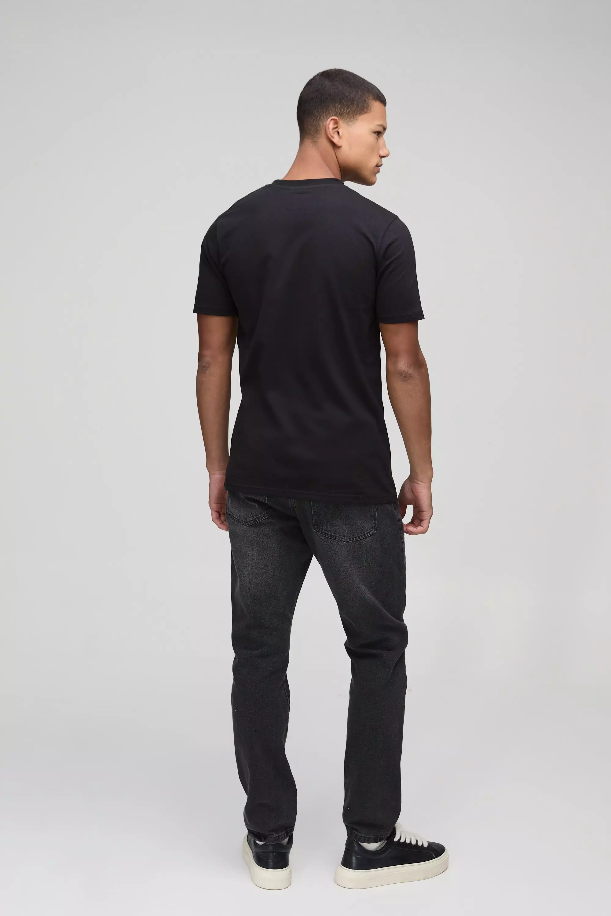 T-shirt Basic Slim Fit con firma BM, Black immagine alternativa