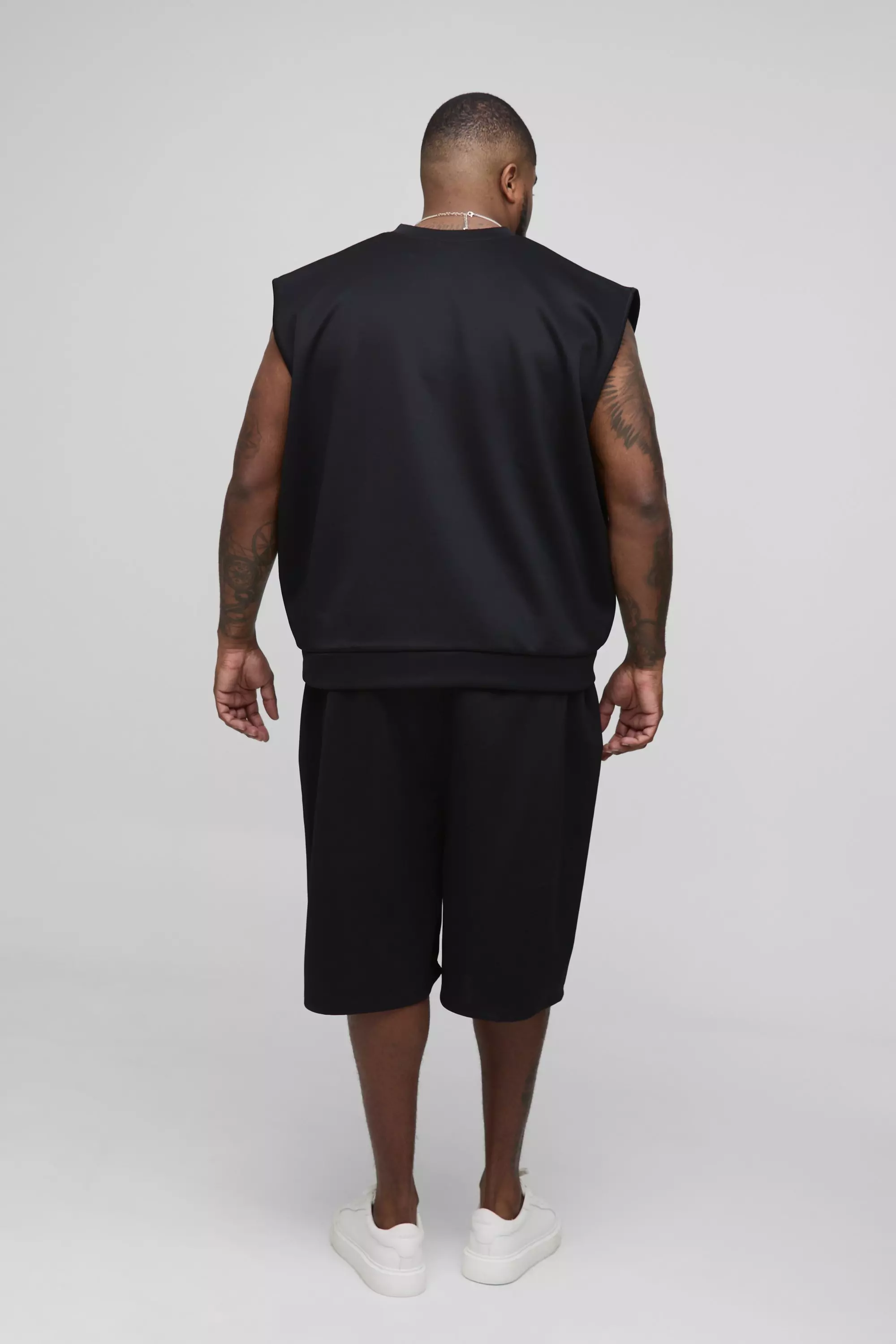 Plus Oversize Scuba Tanktop mit V-Ausschnitt, Black alternatives Bild