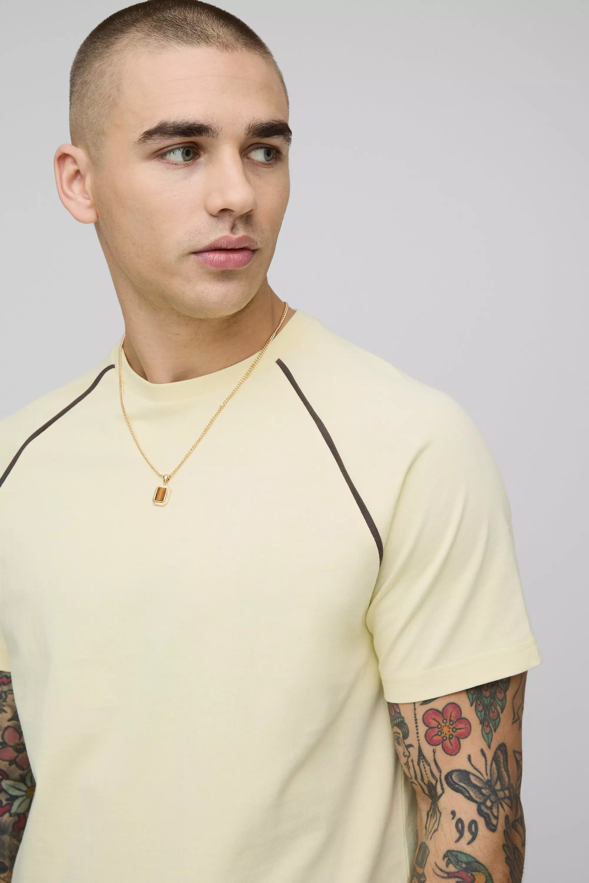 Boxy Contrast Piping T-Shirt | boohooMAN USA