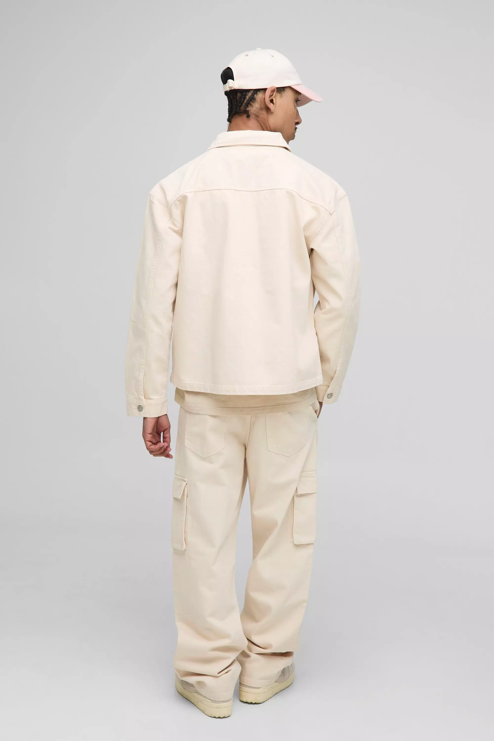 Twill Cargo Shirt Jacket & Pants Set | boohooMAN USA