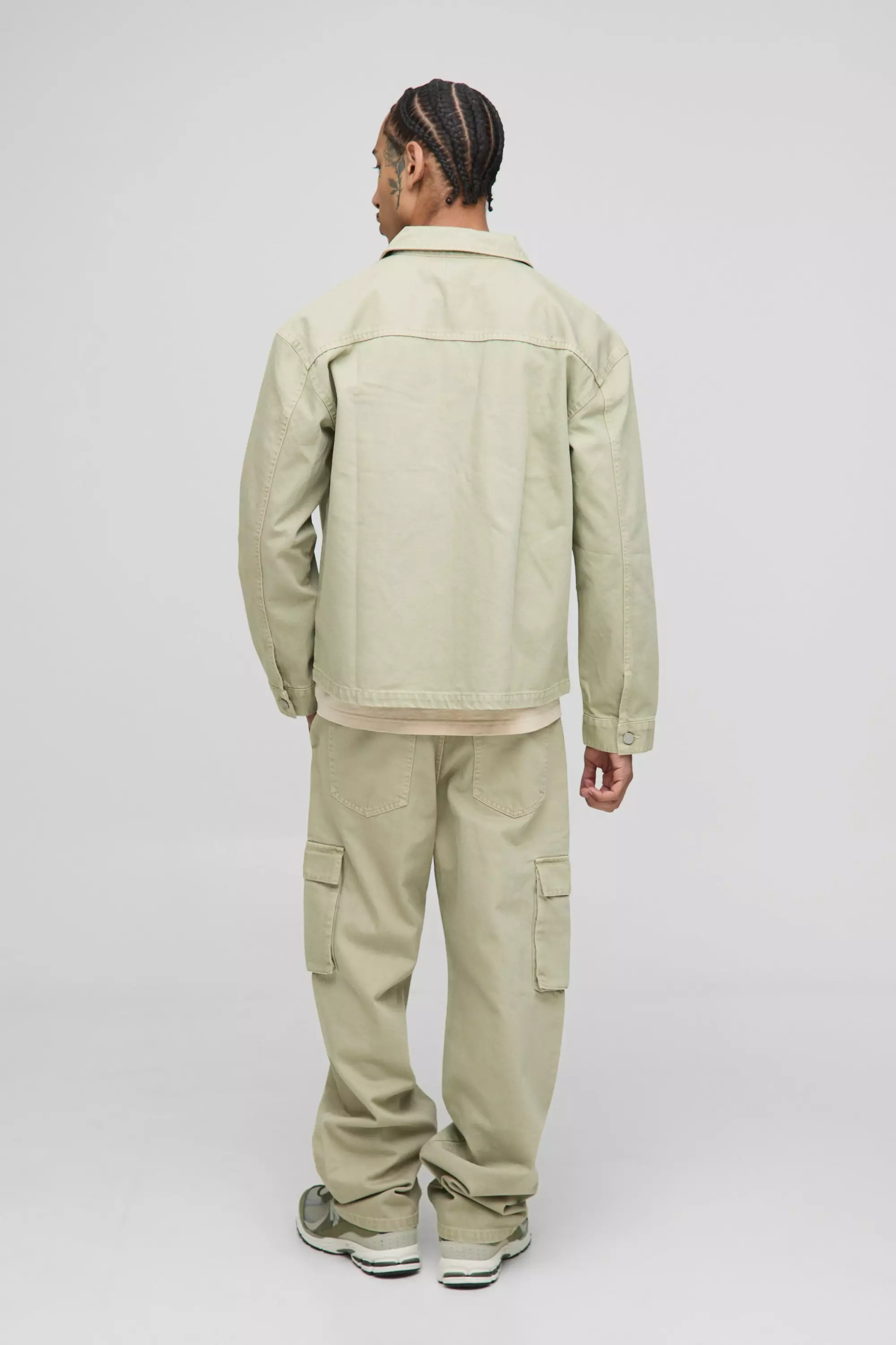 Twill Cargo Shirt Jacket & Pants Set | boohooMAN USA