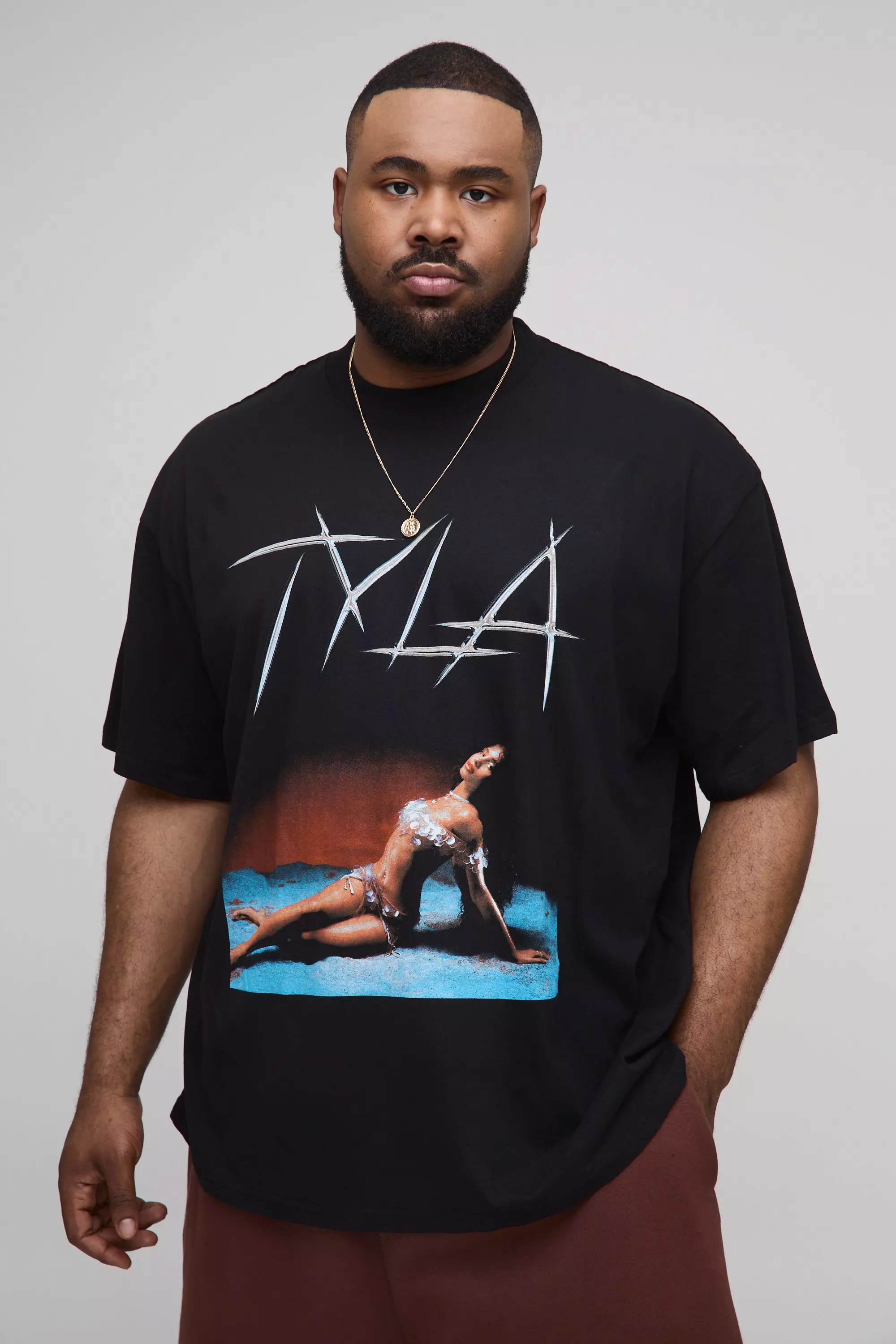 Plus Oversized Tyla License Print T-Shirt Black
