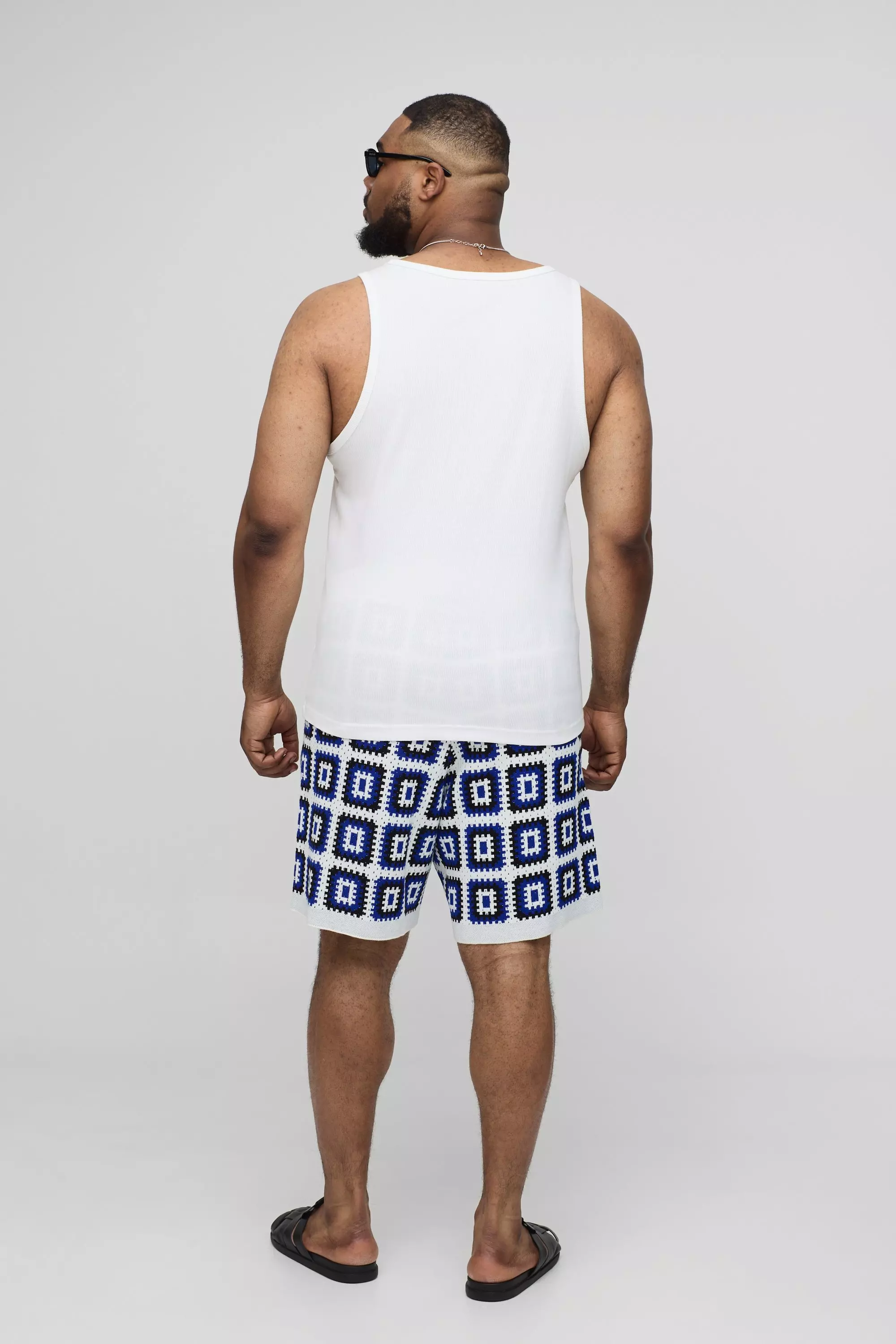 White Plus Baggy Gehaakte Gebreide Witte Shorts alternatieve afbeelding