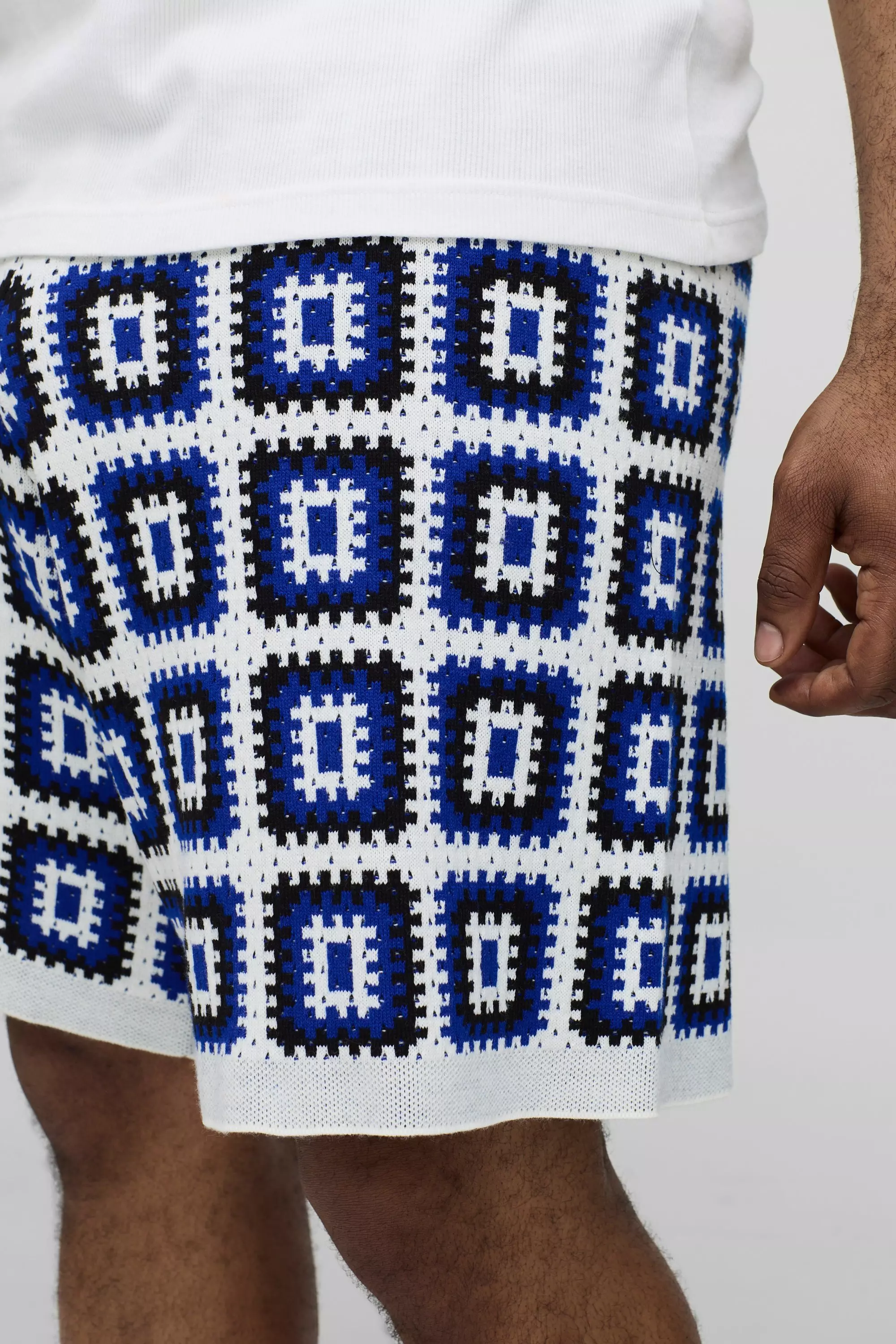 White Plus Baggy Gehaakte Gebreide Witte Shorts alternatieve afbeelding