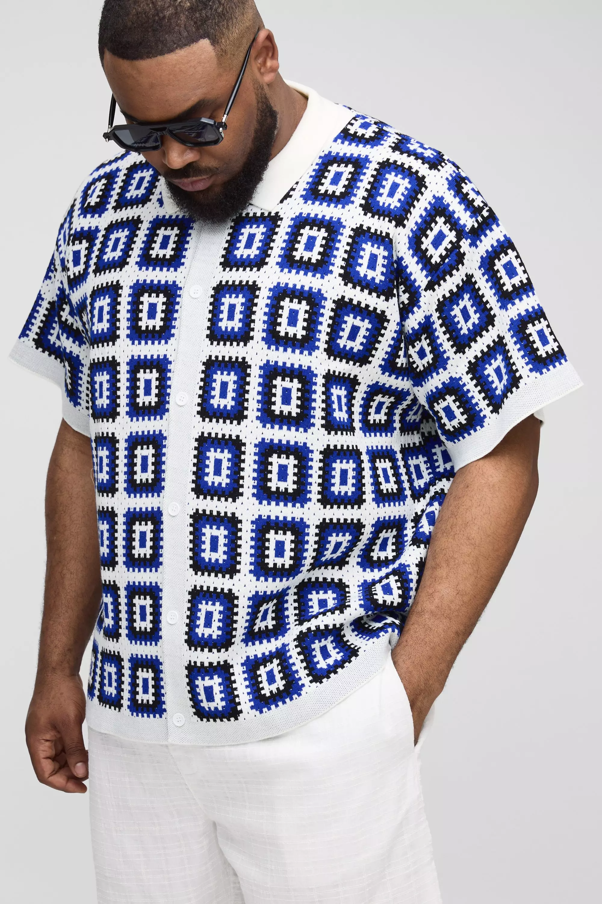 Plus kastiges Oversize Häkel-Hemd, White alternatives Bild
