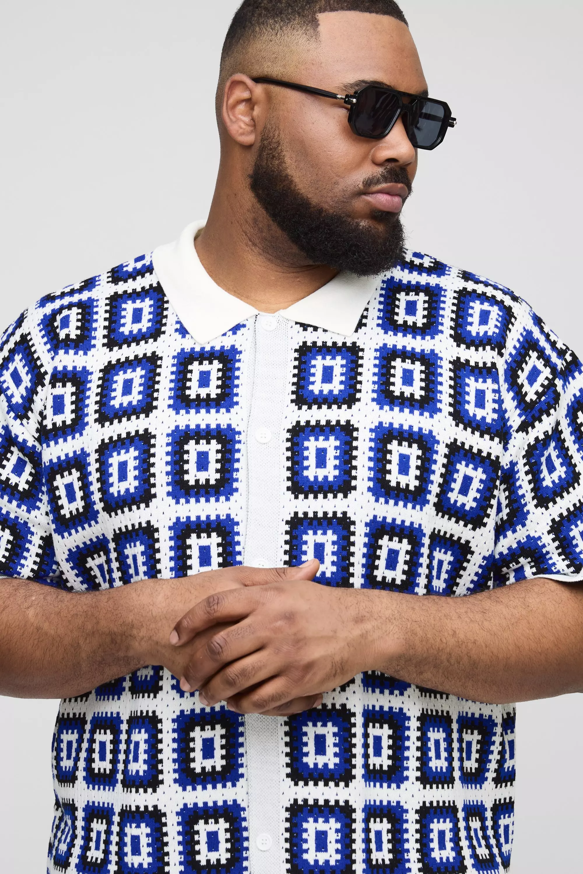 Plus kastiges Oversize Häkel-Hemd, White alternatives Bild