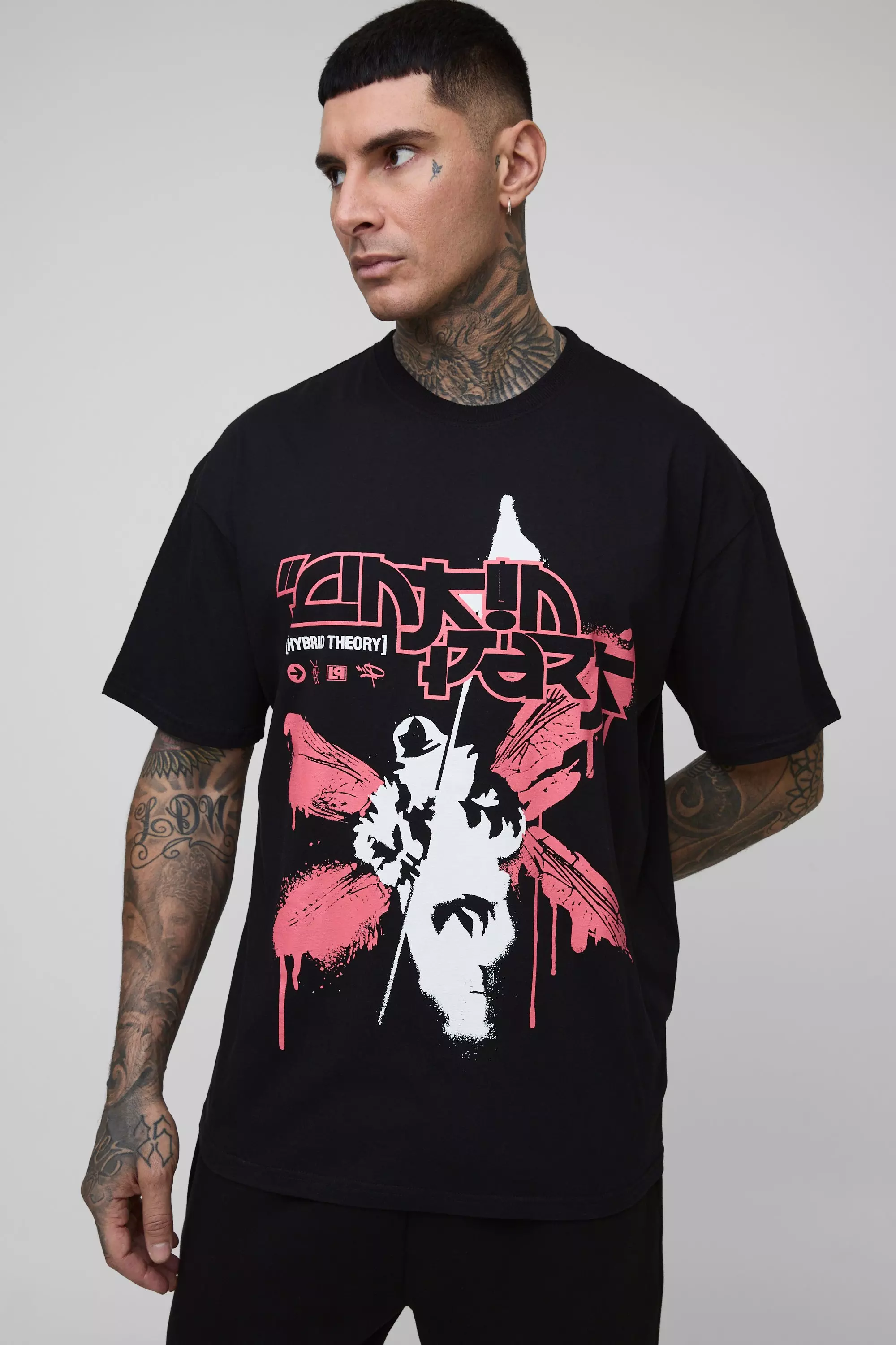 Black Tall Oversized Gelicenseerd Linkin Park T-Shirt alternatieve afbeelding