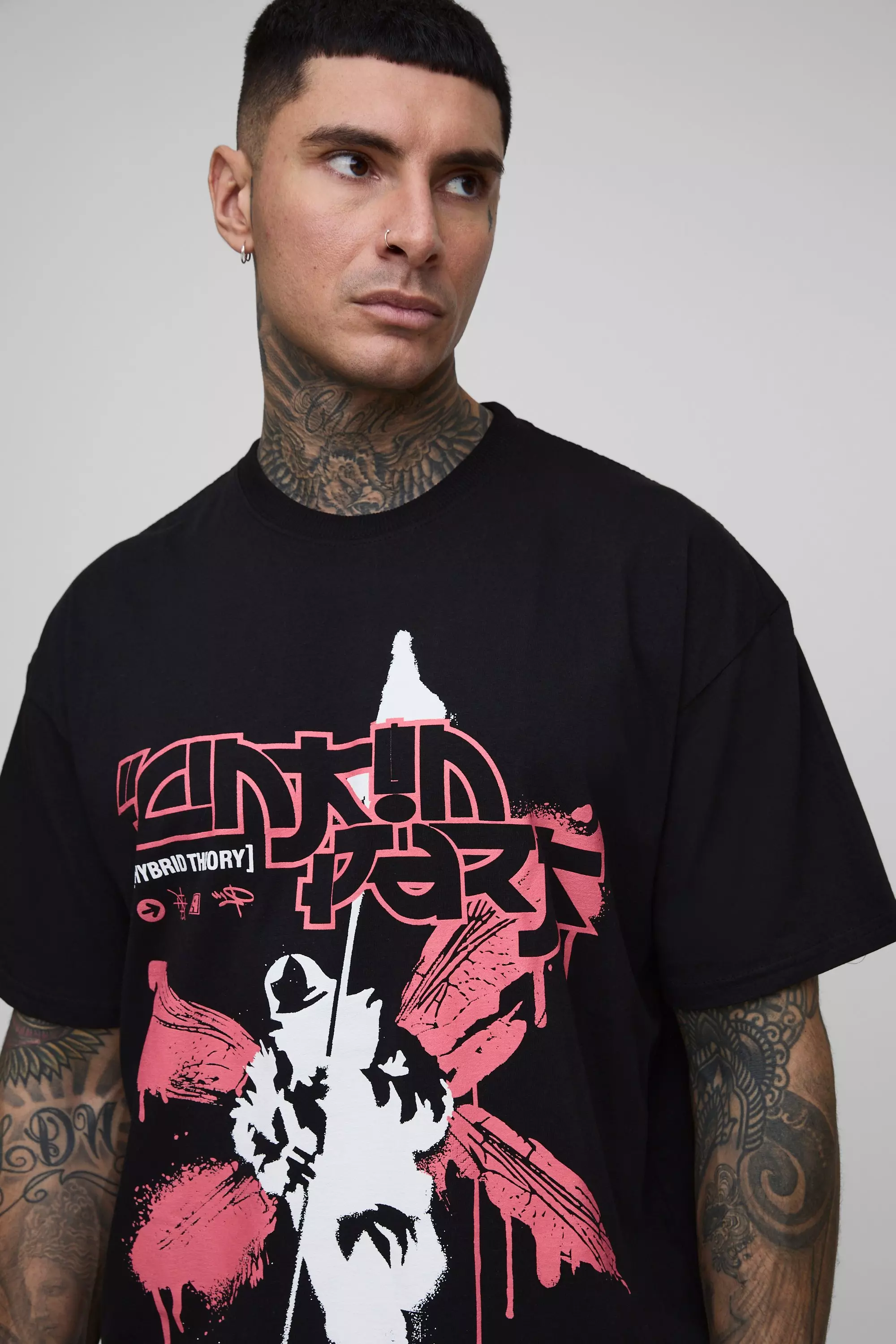 Black Tall Oversized Gelicenseerd Linkin Park T-Shirt alternatieve afbeelding