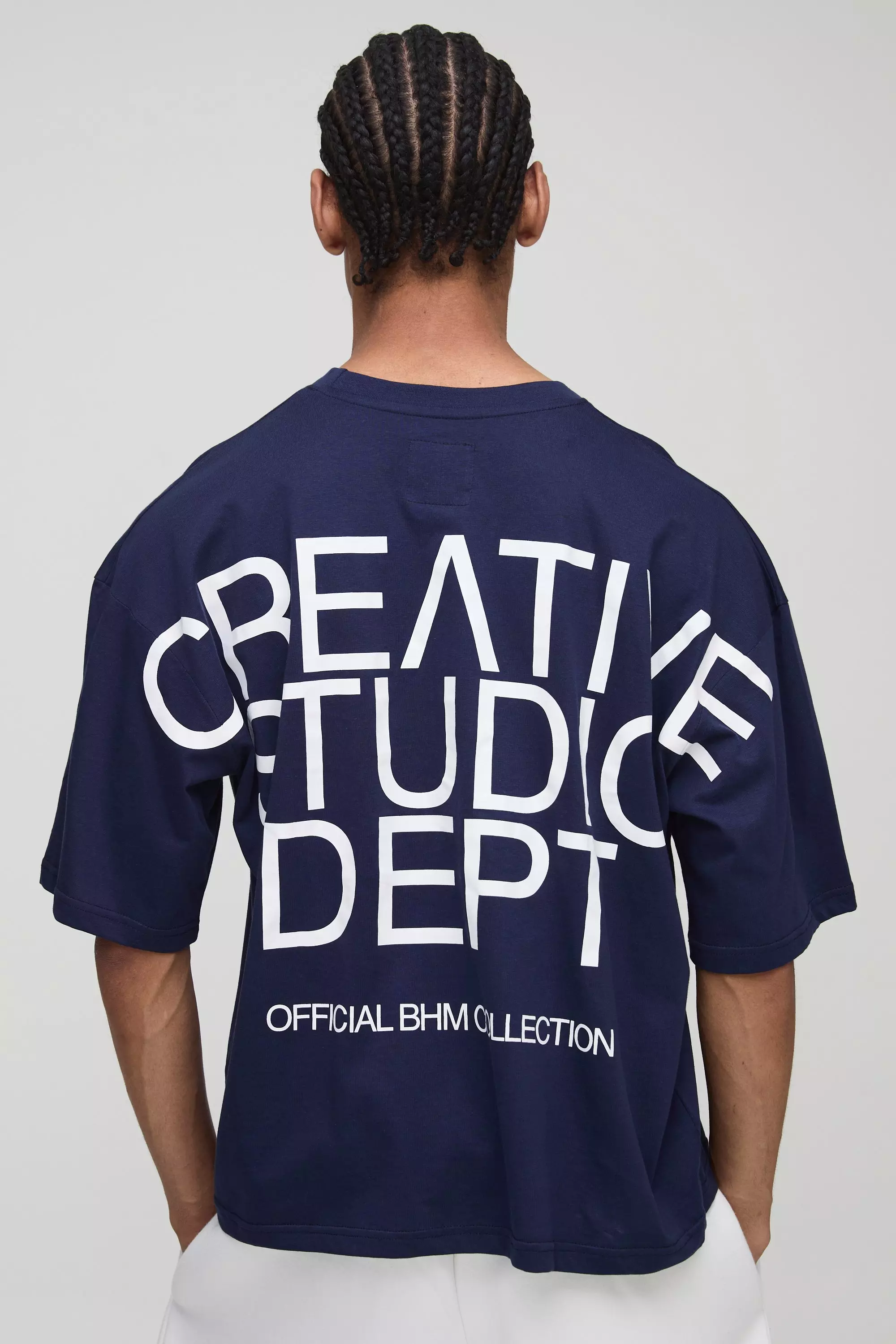 Oversized Boxy Over The Seam Creative Studio Dept Printed T-Shirt Navy