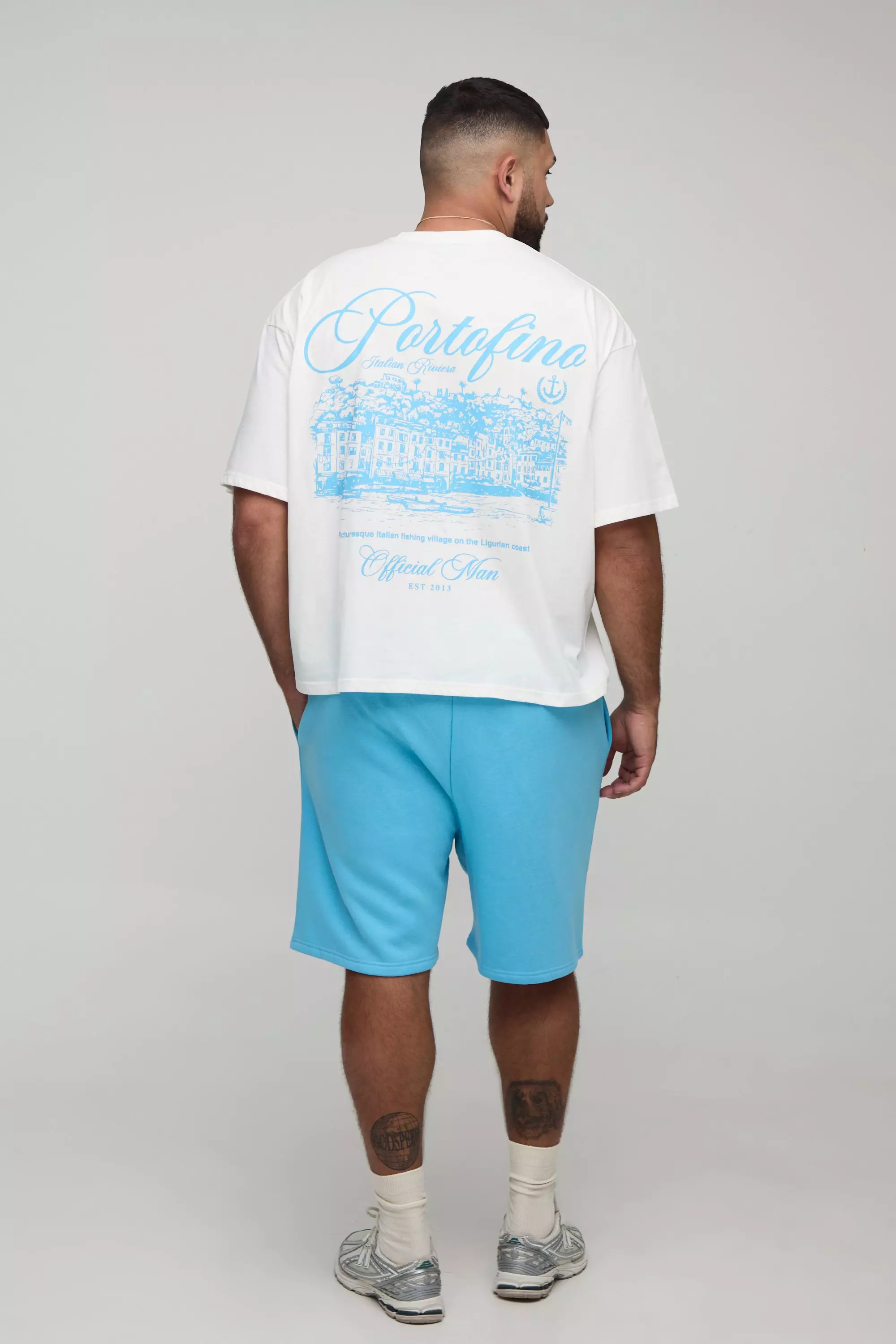 Plus Oversized Boxy Official Man Print T-Shirt & Relaxed Short Set | boohooMAN USA