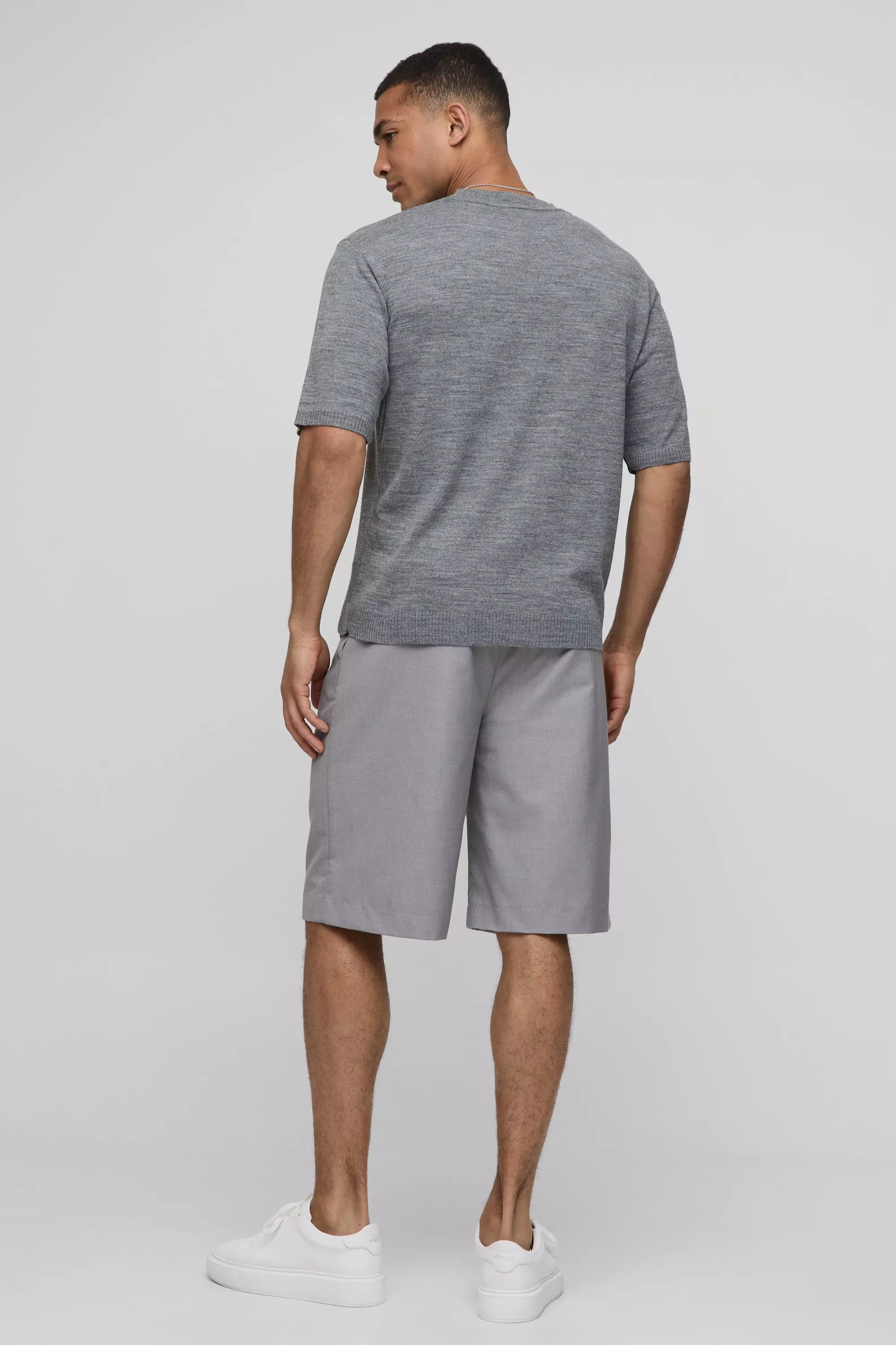 Charcoal Gebreid Mergel Regular Fit T-Shirt alternatieve afbeelding