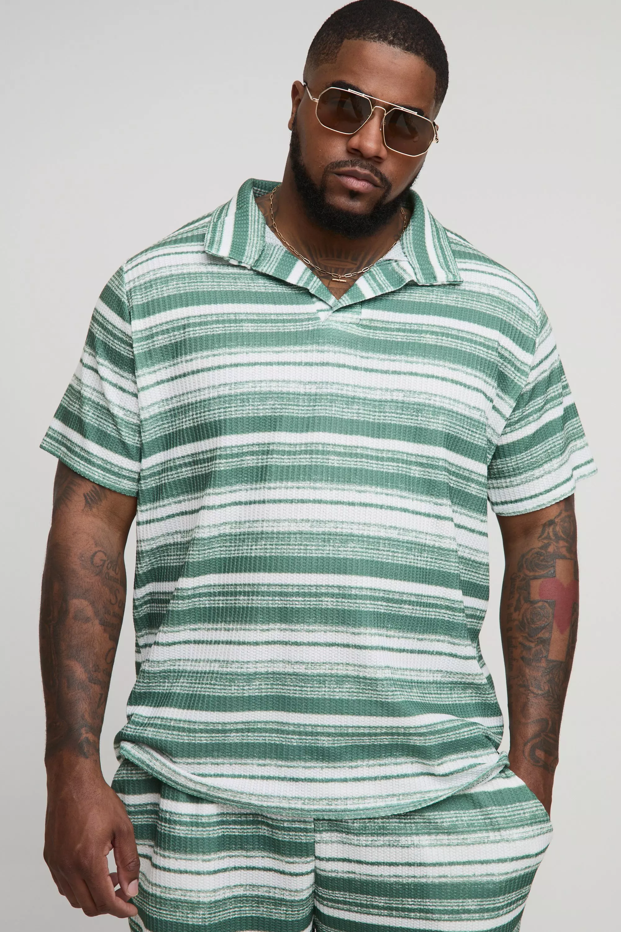 Plus Slim Revere Abstract Textured Polo Multi