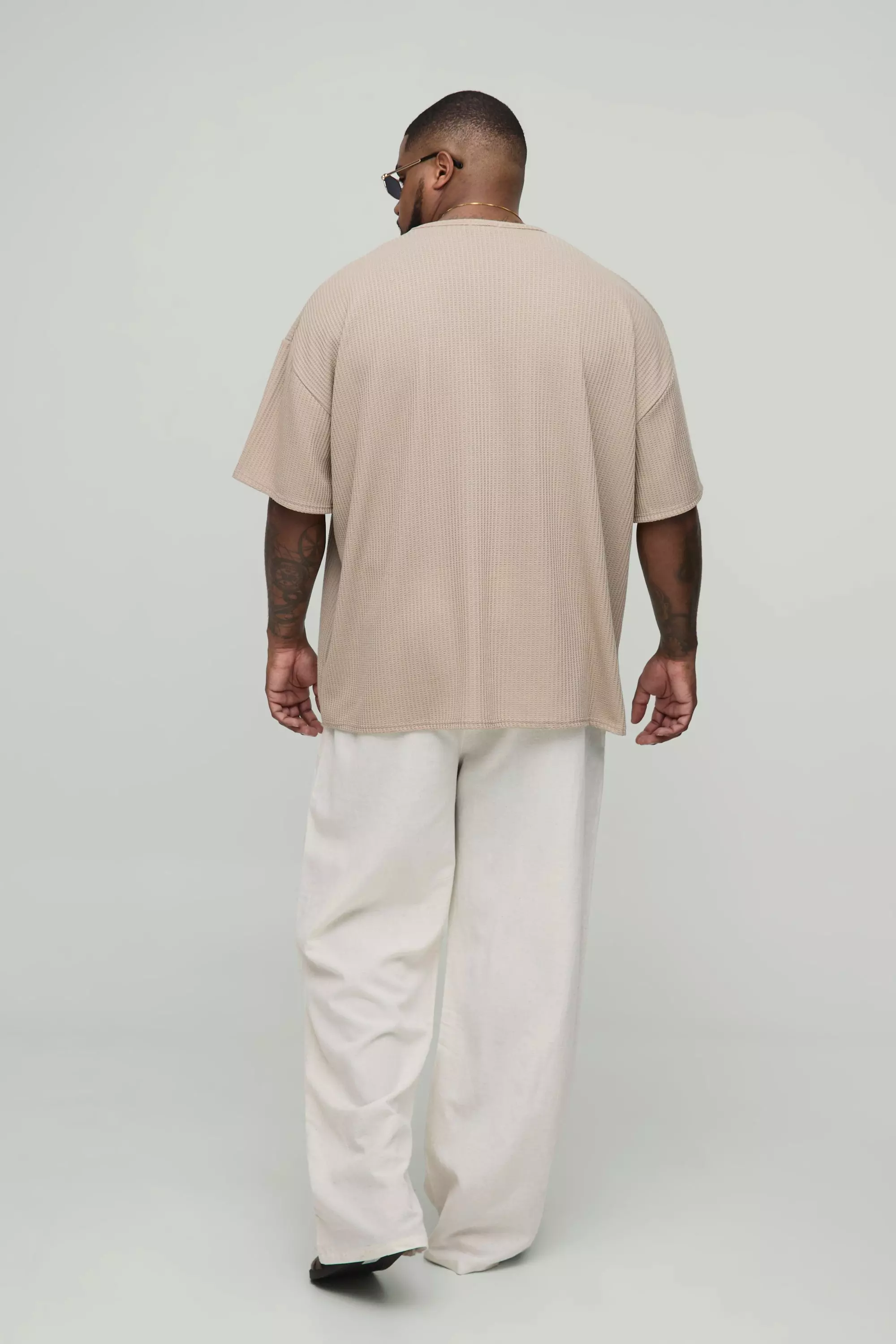 Plus Oversized Textured T-Shirt | boohooMAN USA