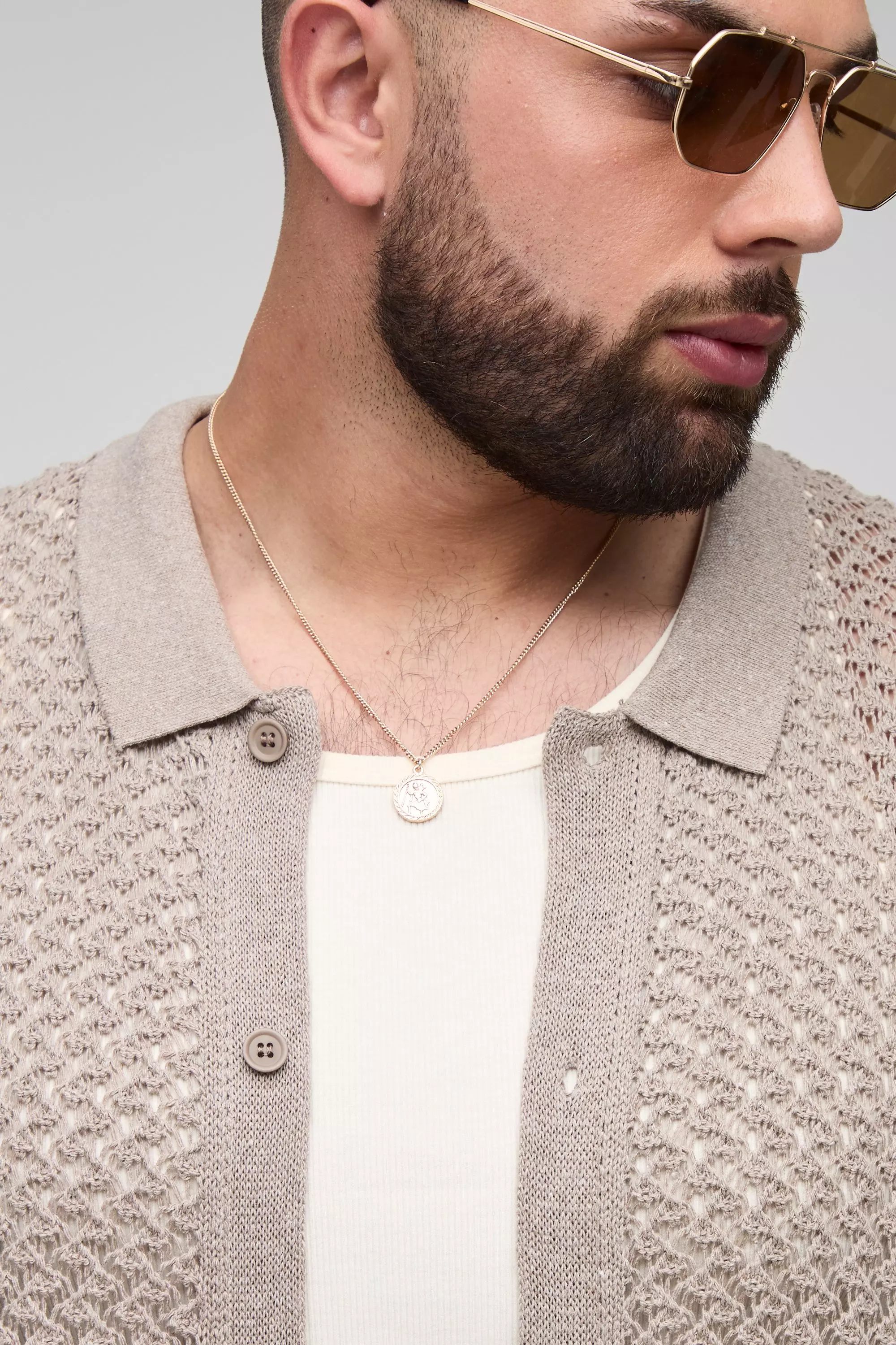 Plus Oversized Boxy Open Crochet Shirt & Short Set | boohooMAN USA