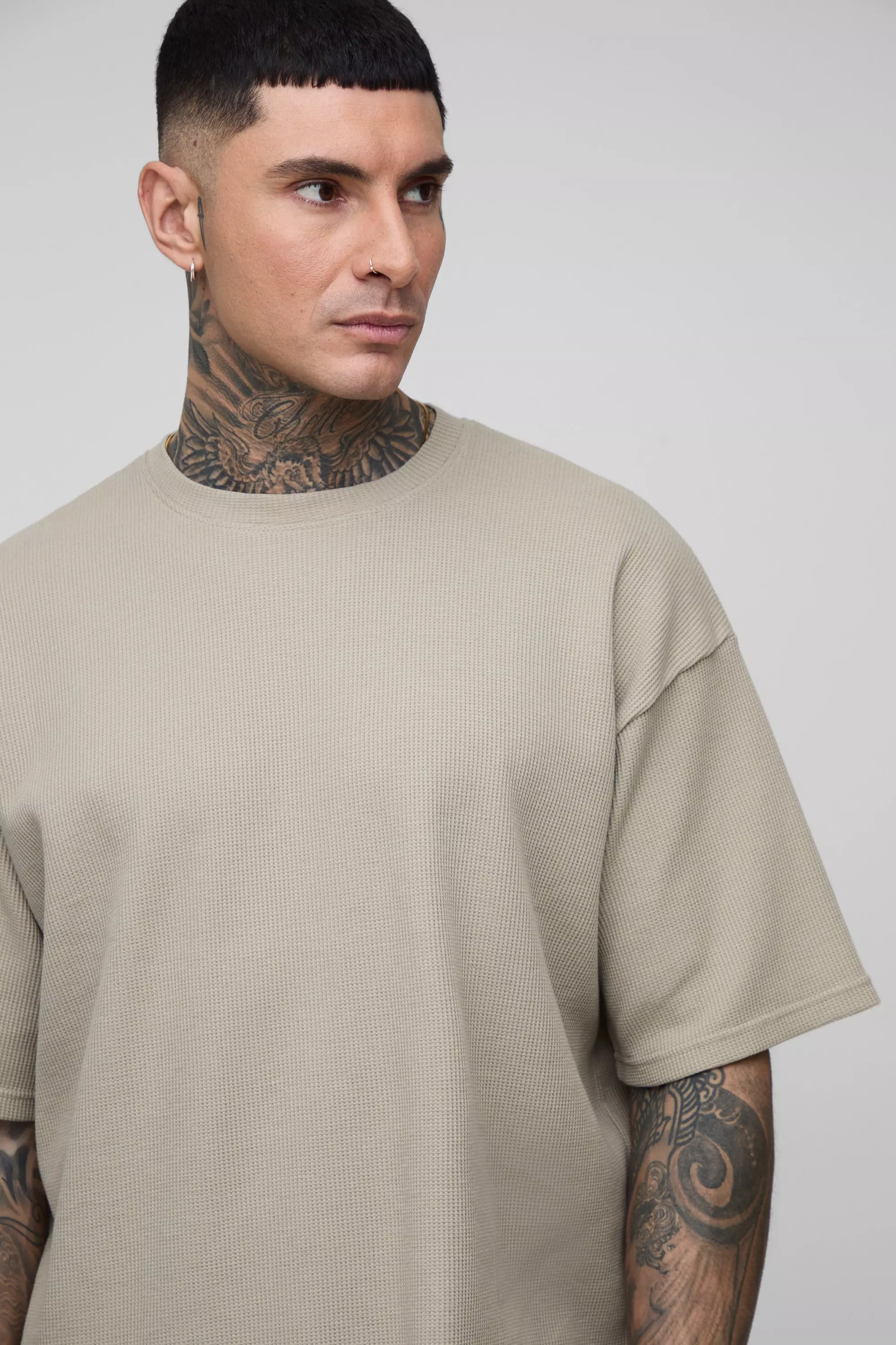 Tall Oversized Waffle T-Shirt | boohooMAN USA