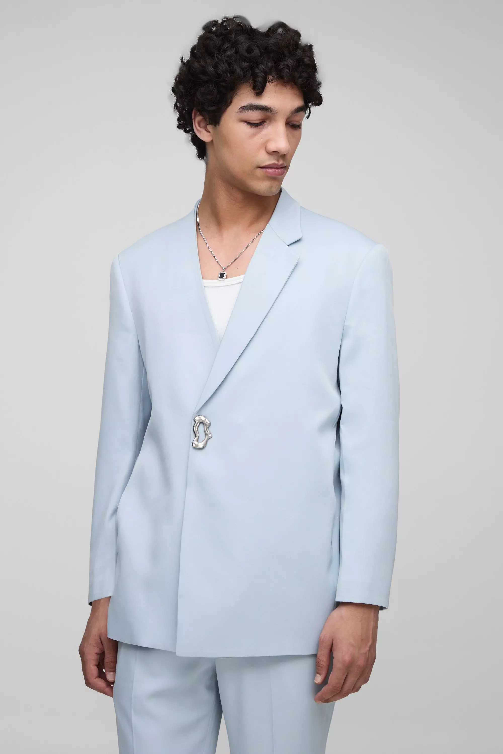Straight Fit Asymmetrical Detail Suit Blazer | boohooMAN USA
