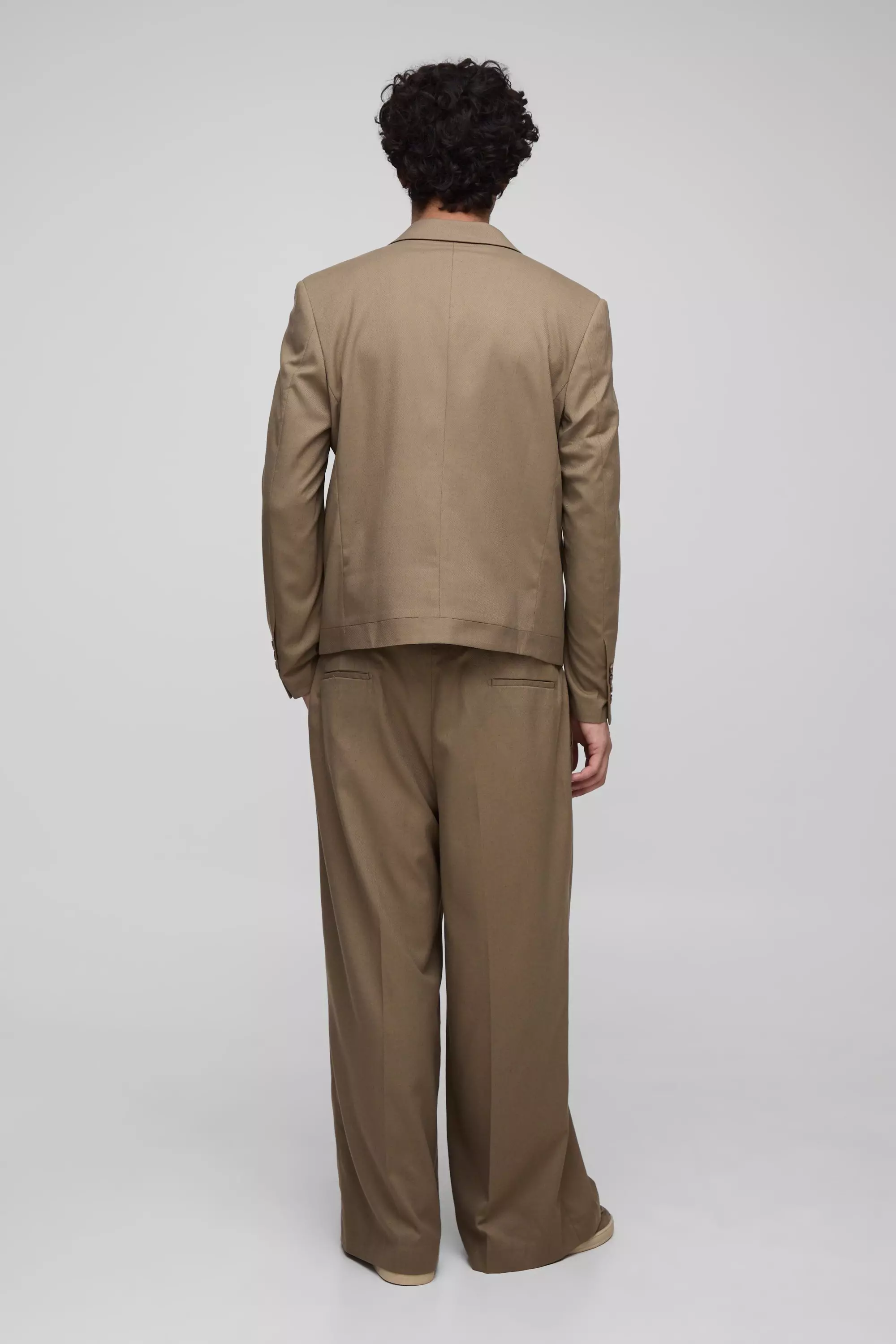 Straight Fit Cropped Herringbone Hem Suit Blazer | boohooMAN USA