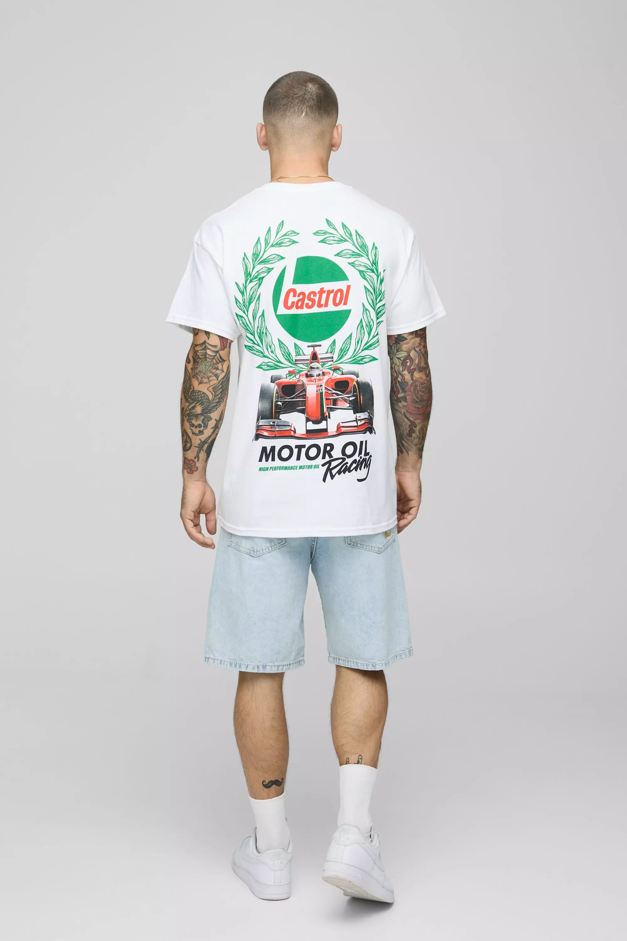 Oversized Castrol Racing License Printed T-Shirt | boohooMAN UK