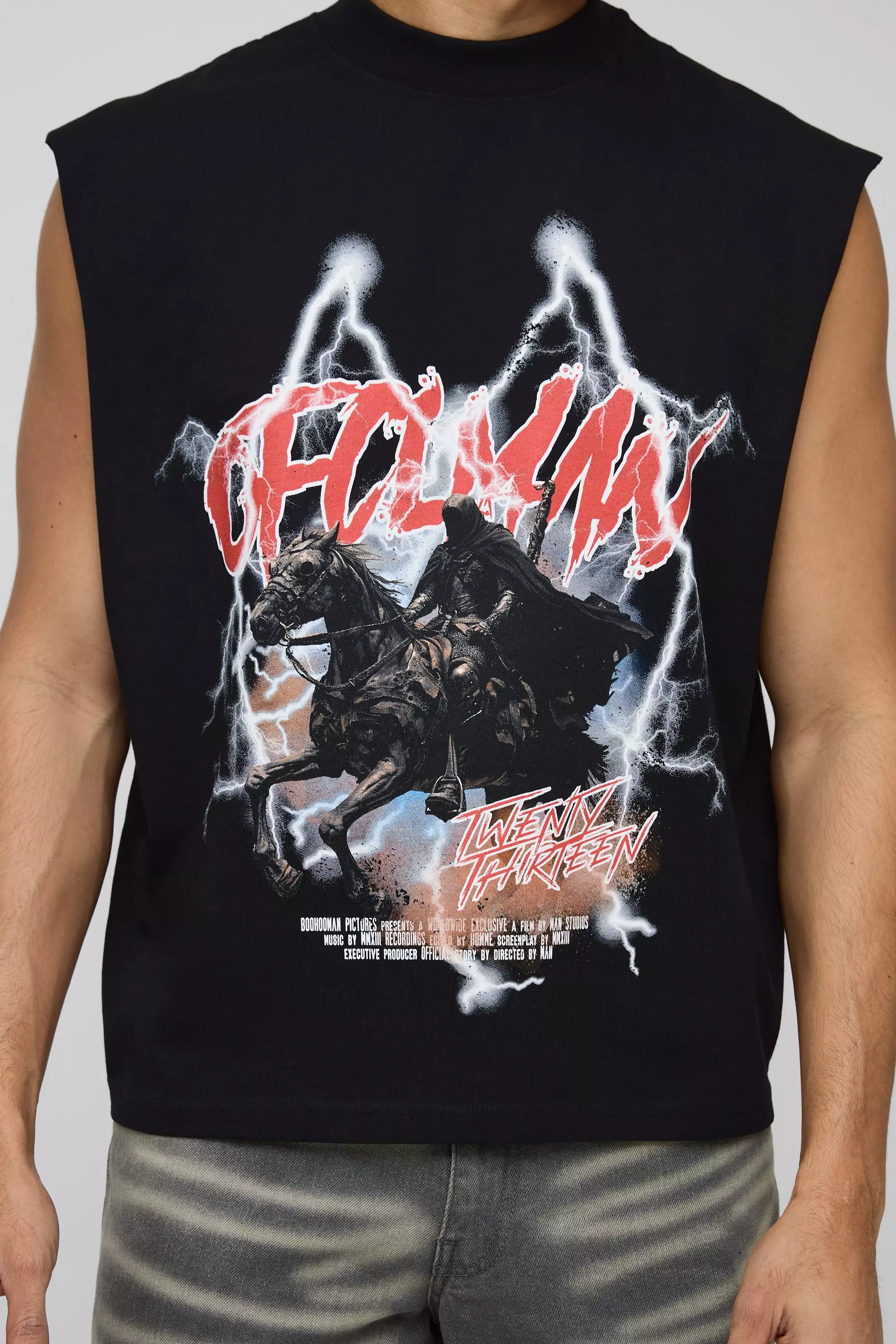 Oversized Boxy Extended Neck Official Graphic Tank | boohooMAN USA