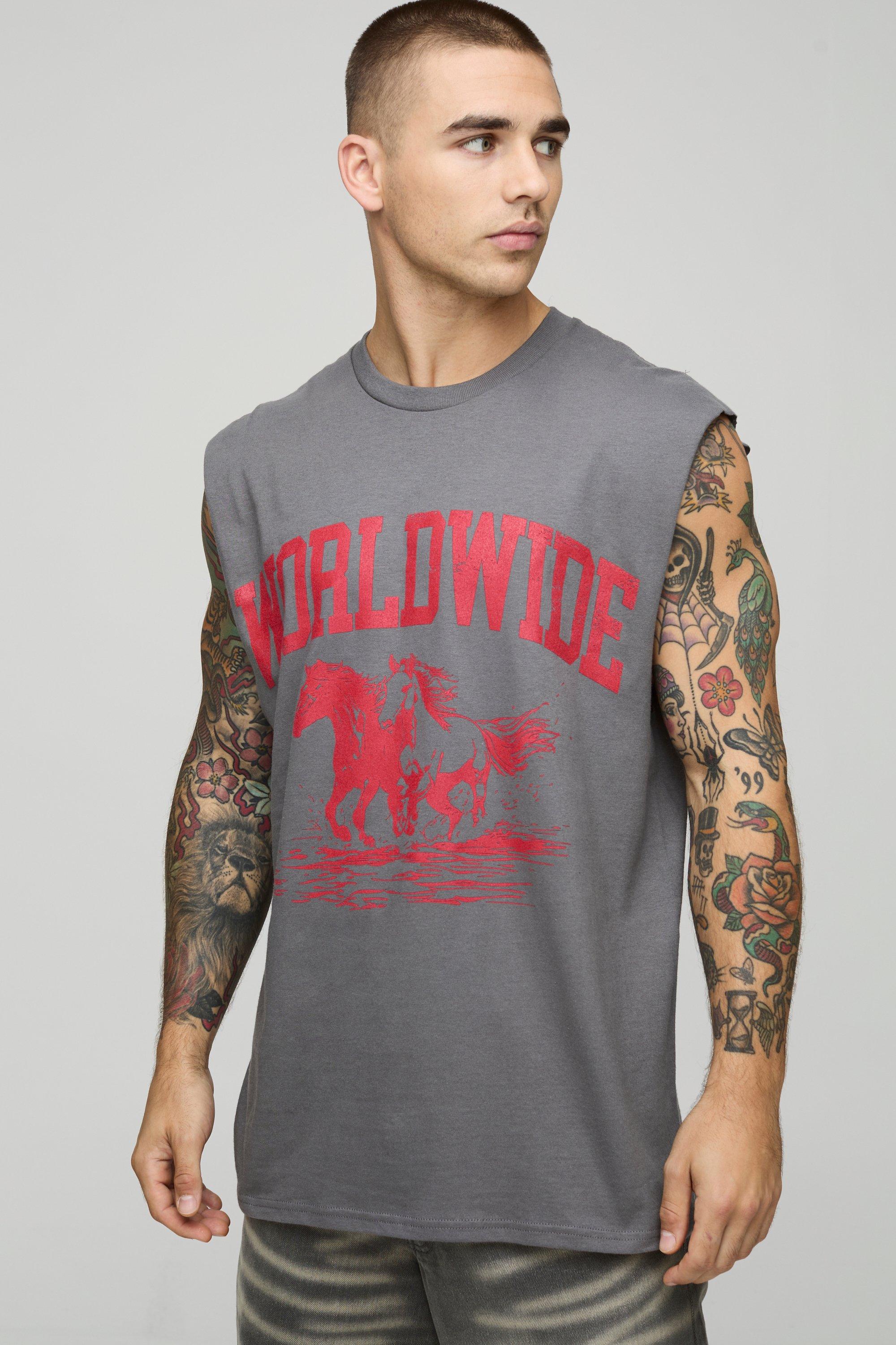 Oversized Worldwide Graphic Tank | boohooMAN USA