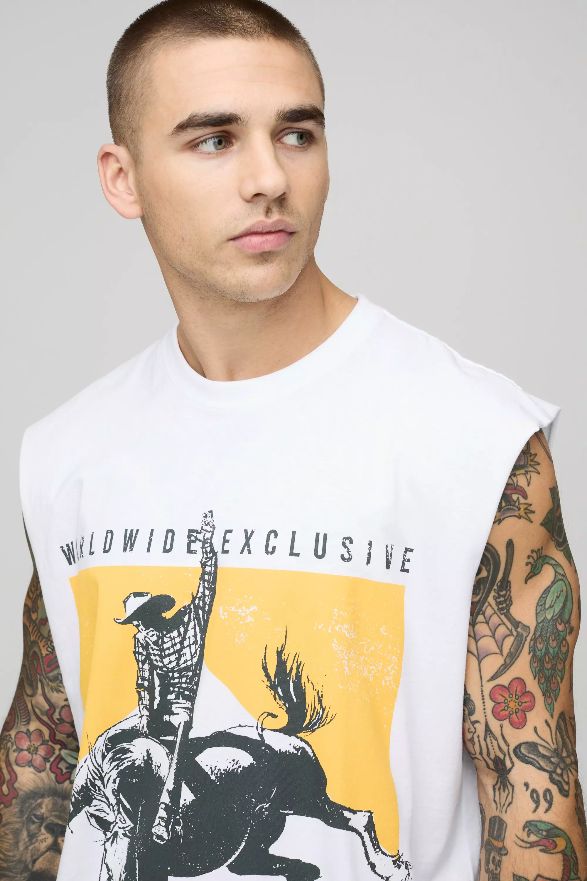 Oversized Homme Western Graphic Tank | boohooMAN USA