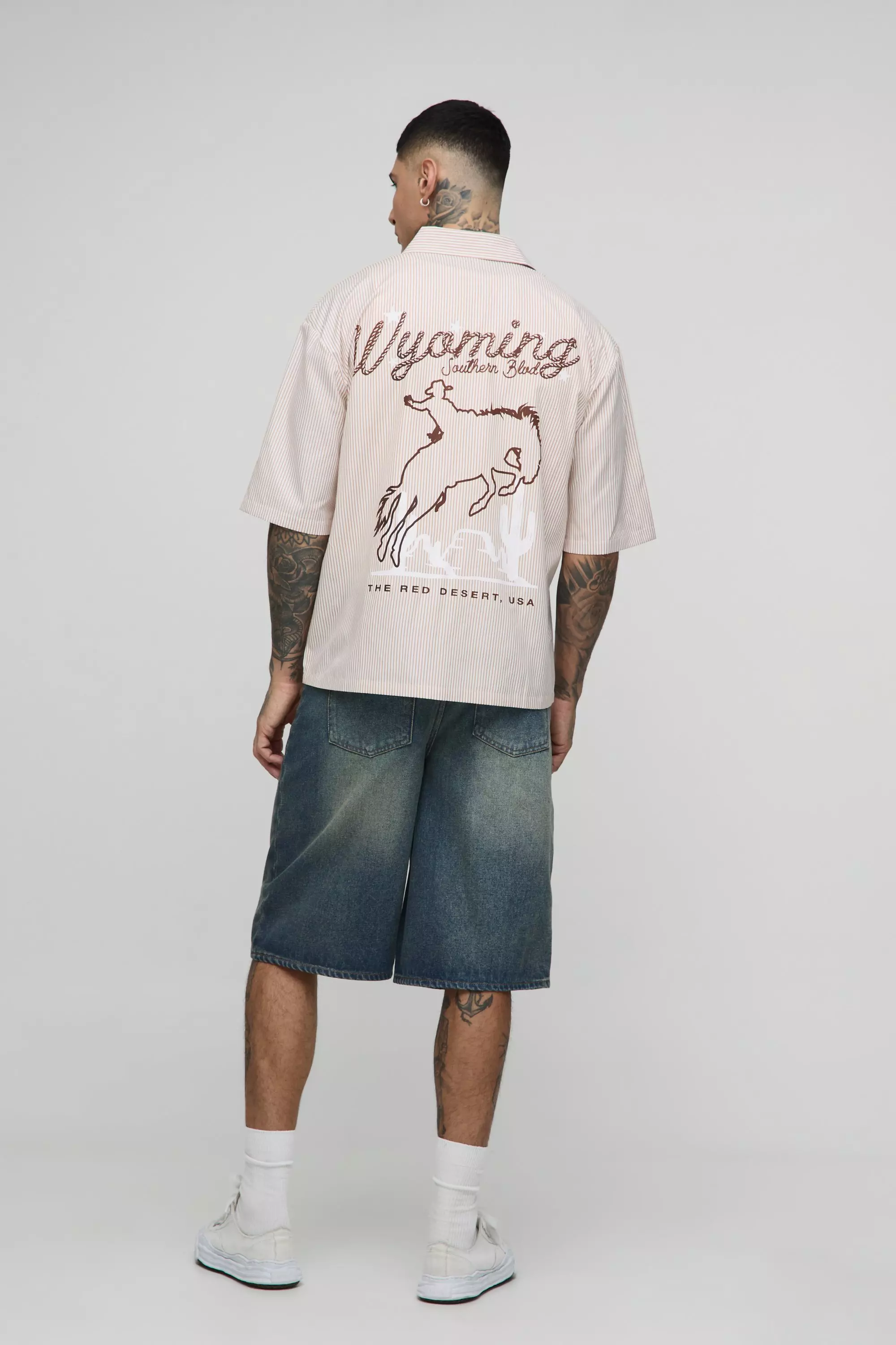 Tall Relaxed Fit Chunky Rope Belted Stone Wash Jorts | boohooMAN USA