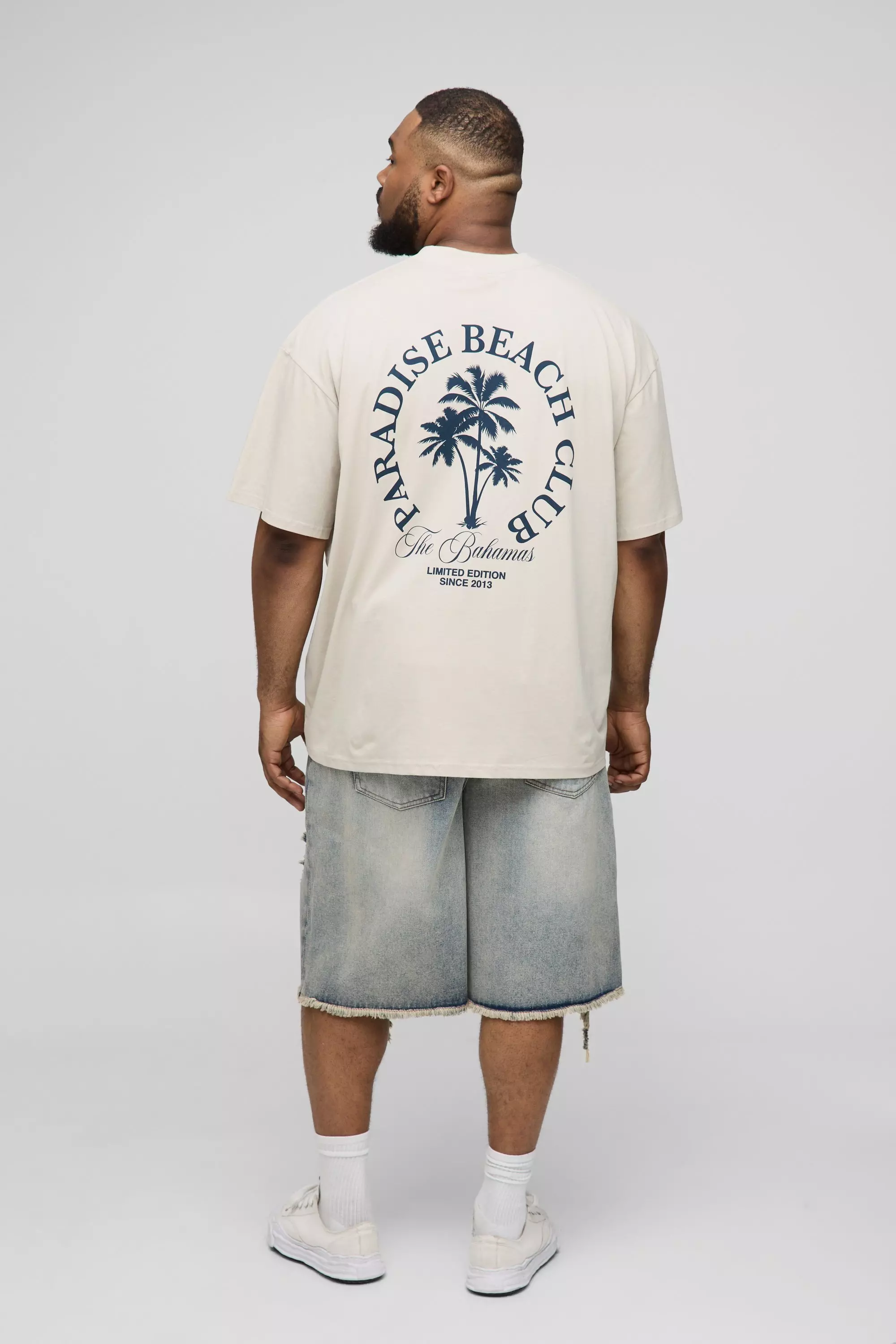 Plus Relaxed Fit Stonewash Raw Hem Distressed Jorts | boohooMAN USA