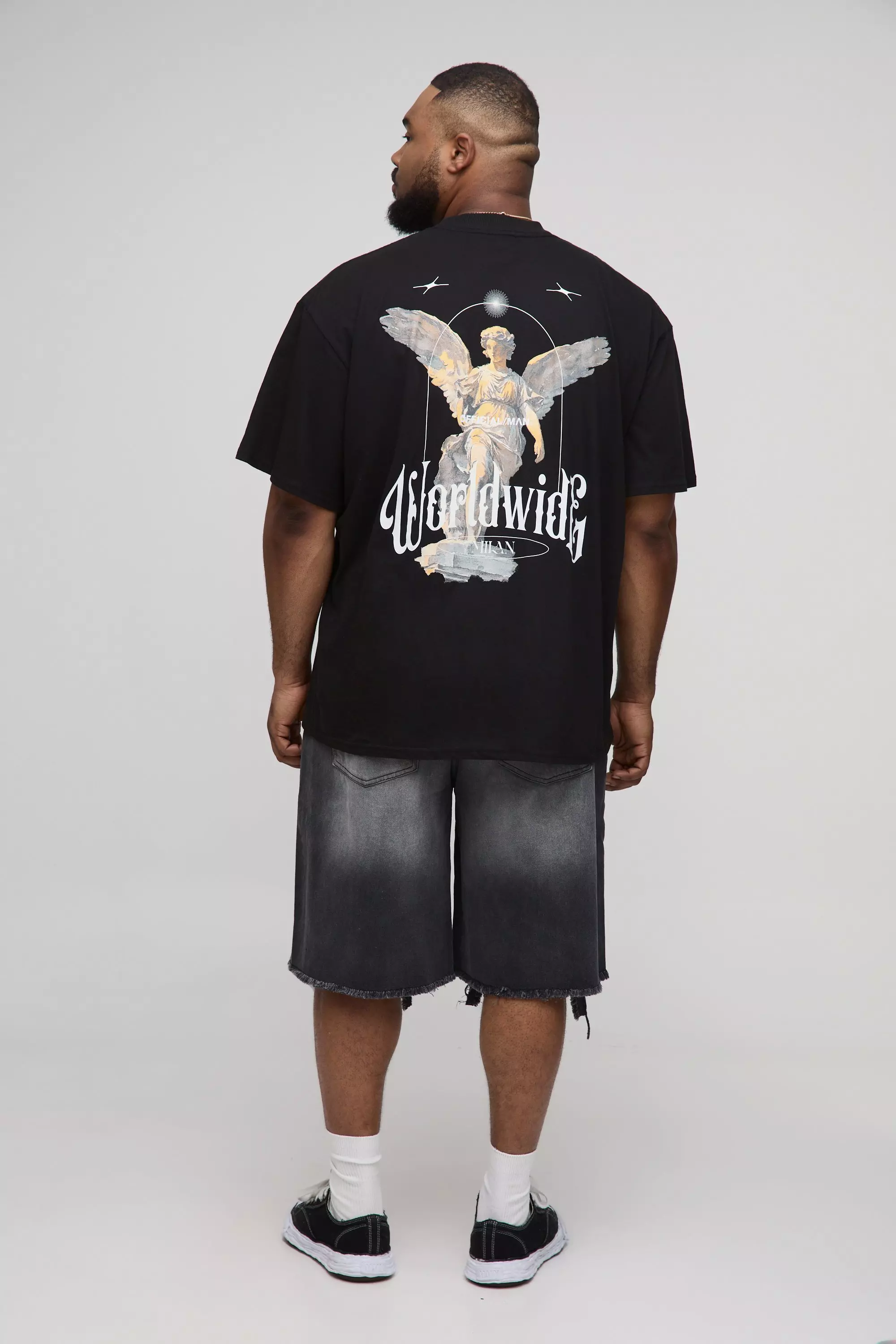 Plus Relaxed Fit Washed Super Distressed Jorts | boohooMAN USA