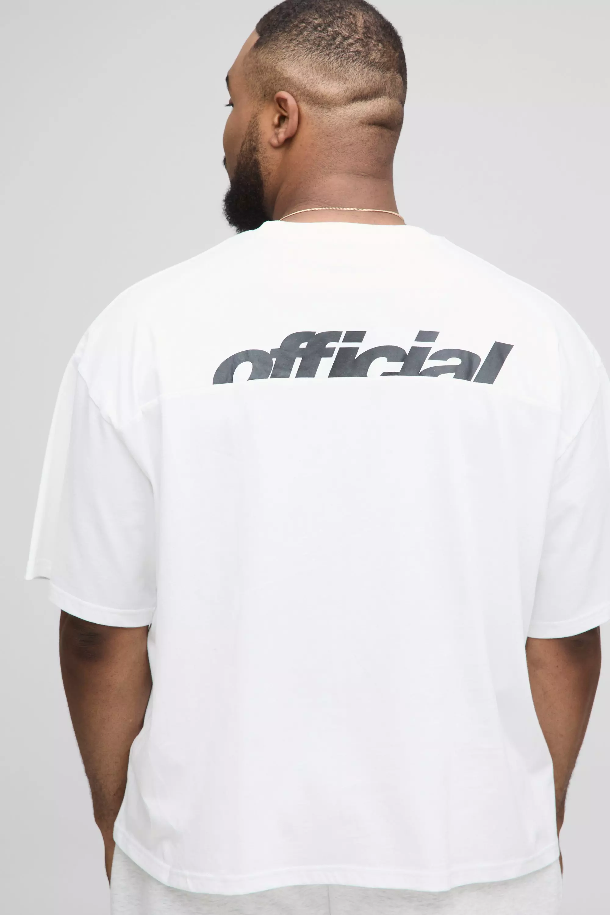 Plus Oversized Boxy Man Official Panel Print T-Shirt | boohooMAN USA