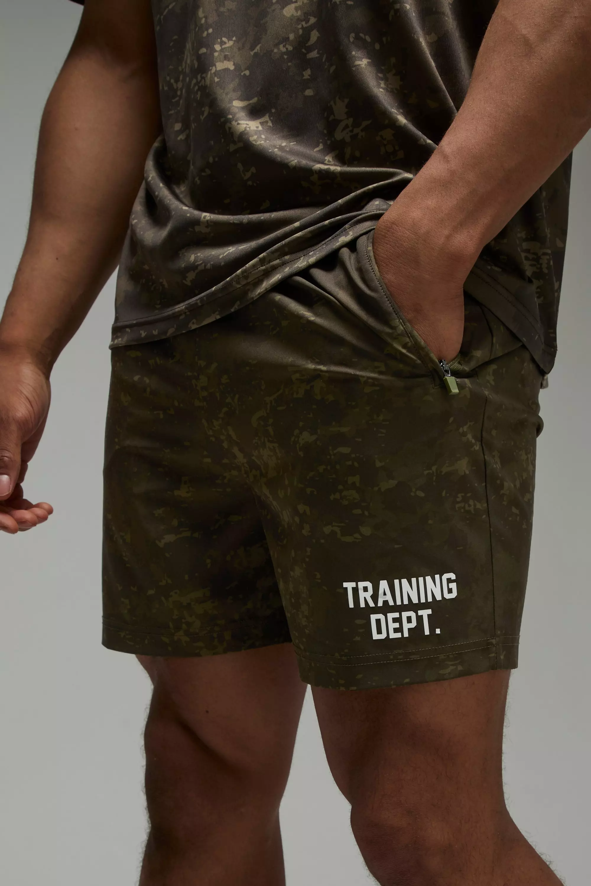Training Dept Regular Fit 5inch Camo Short | boohooMAN USA