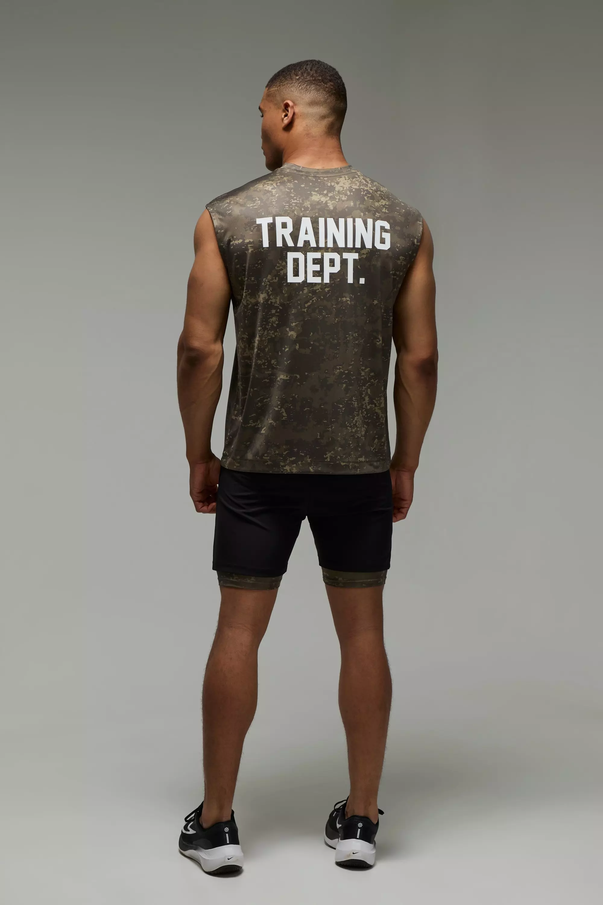 Training Dept 2 In 1 Camo Short | boohooMAN USA