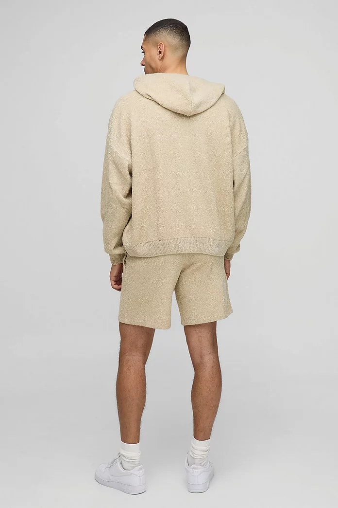 Boxy Fit Boucle BM Knitted Zip Through Hoodie and Shorts Set Boxy Fit Boucle BM Knitted Zip Through Hoodie and Shorts Set