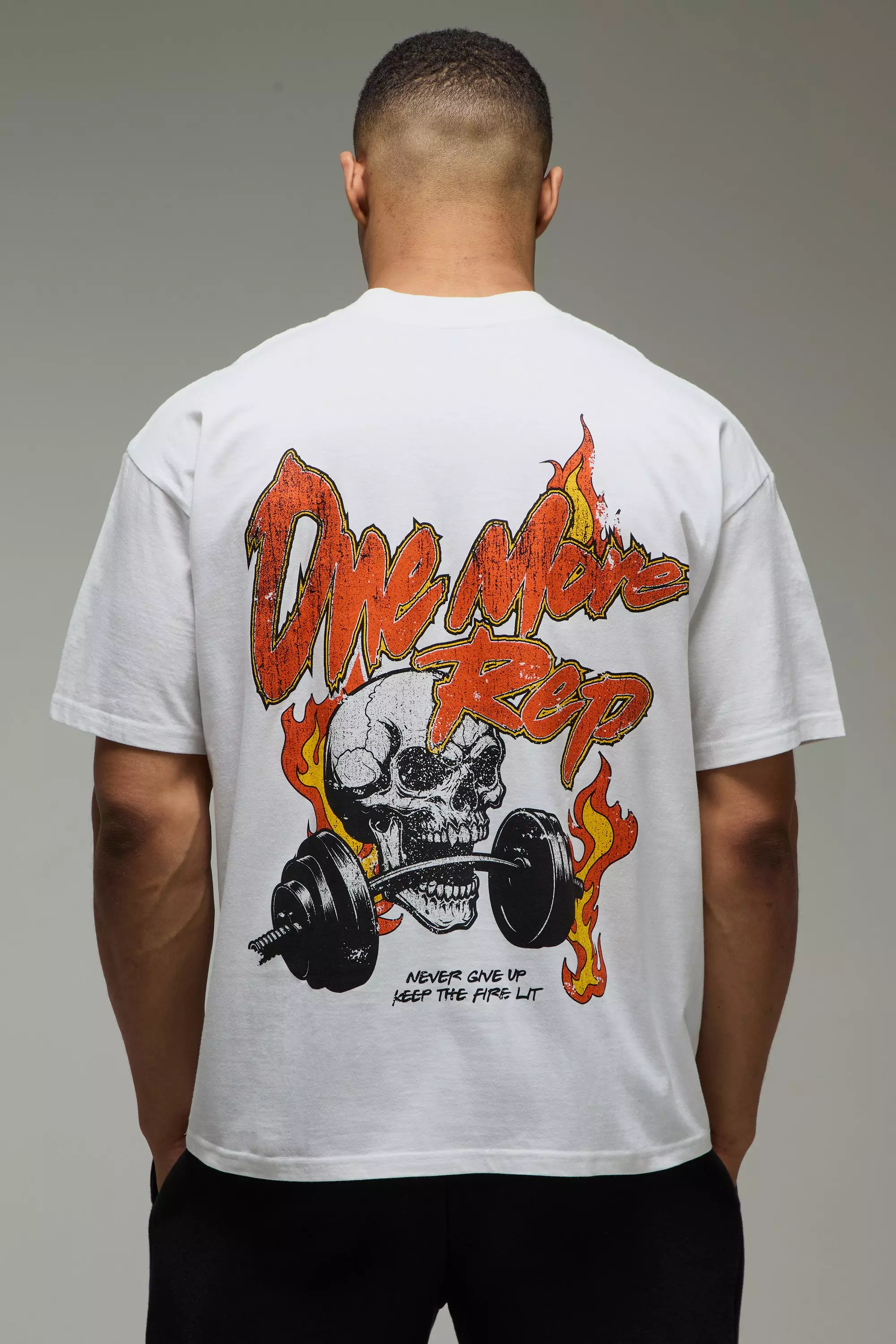 MAN Active One More Rep Skull Oversized T-Shirt | boohooMAN USA