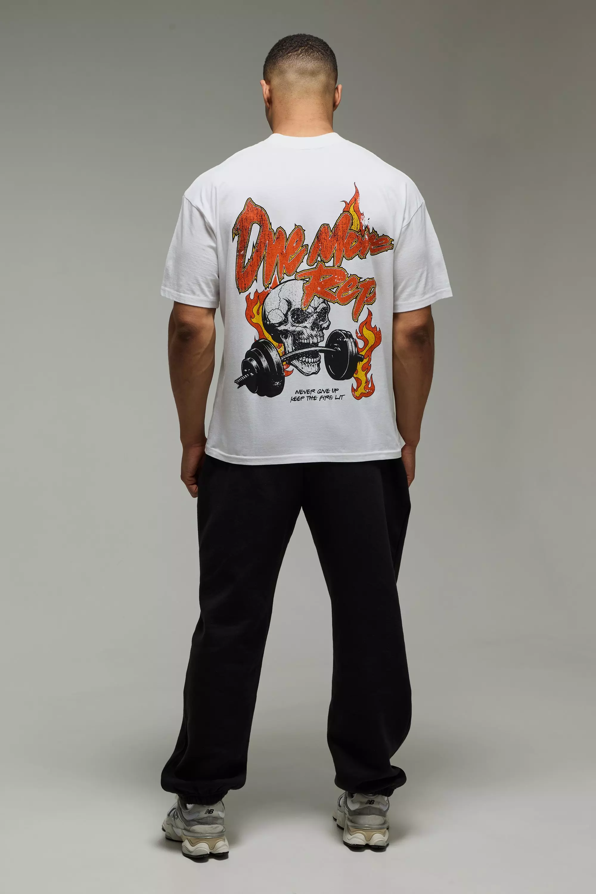 MAN Active One More Rep Skull Oversized T-Shirt | boohooMAN USA