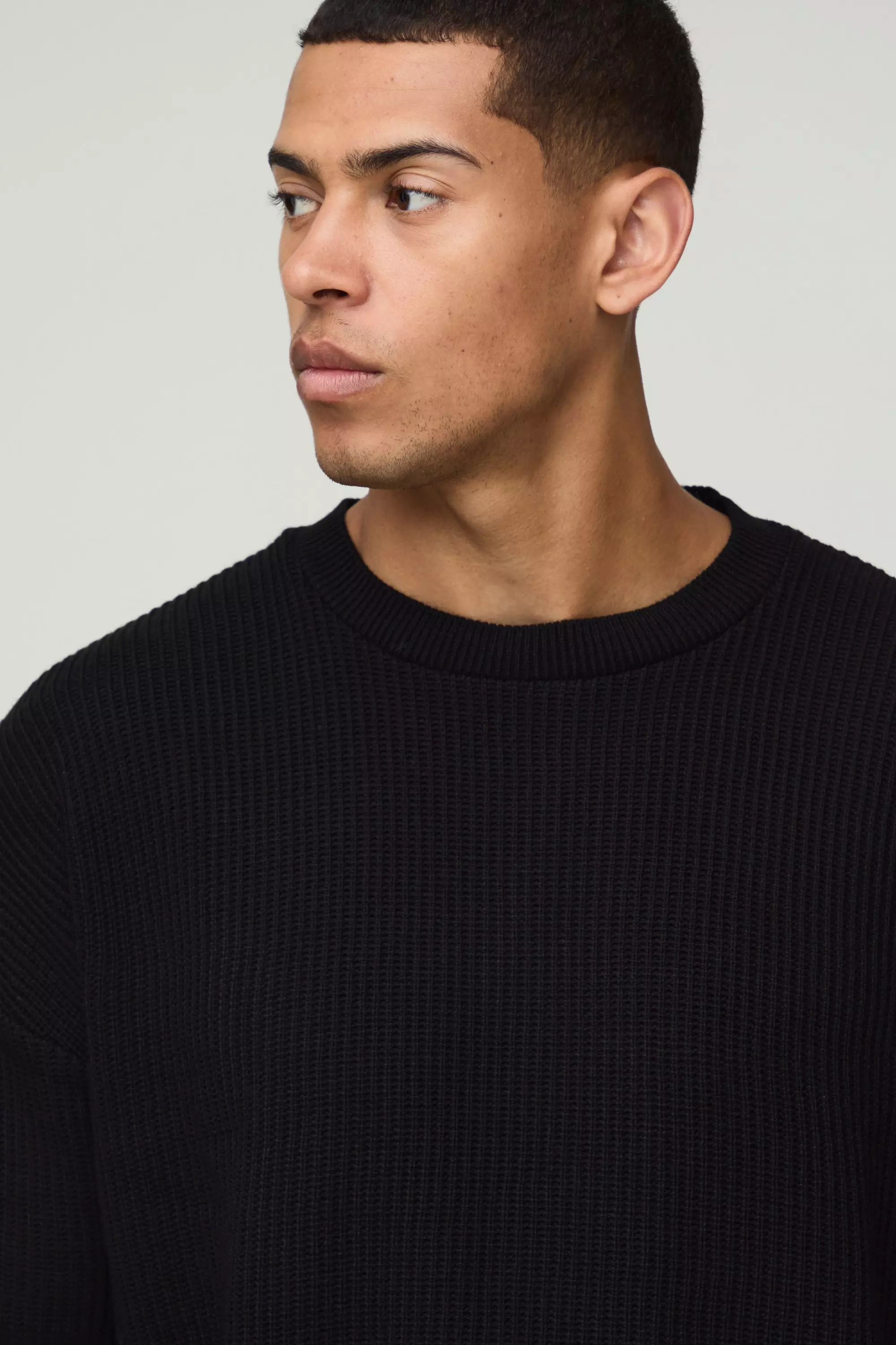 Black Boxy Fit Ribbed Knitted T-Shirt and Shorts Set alternative image