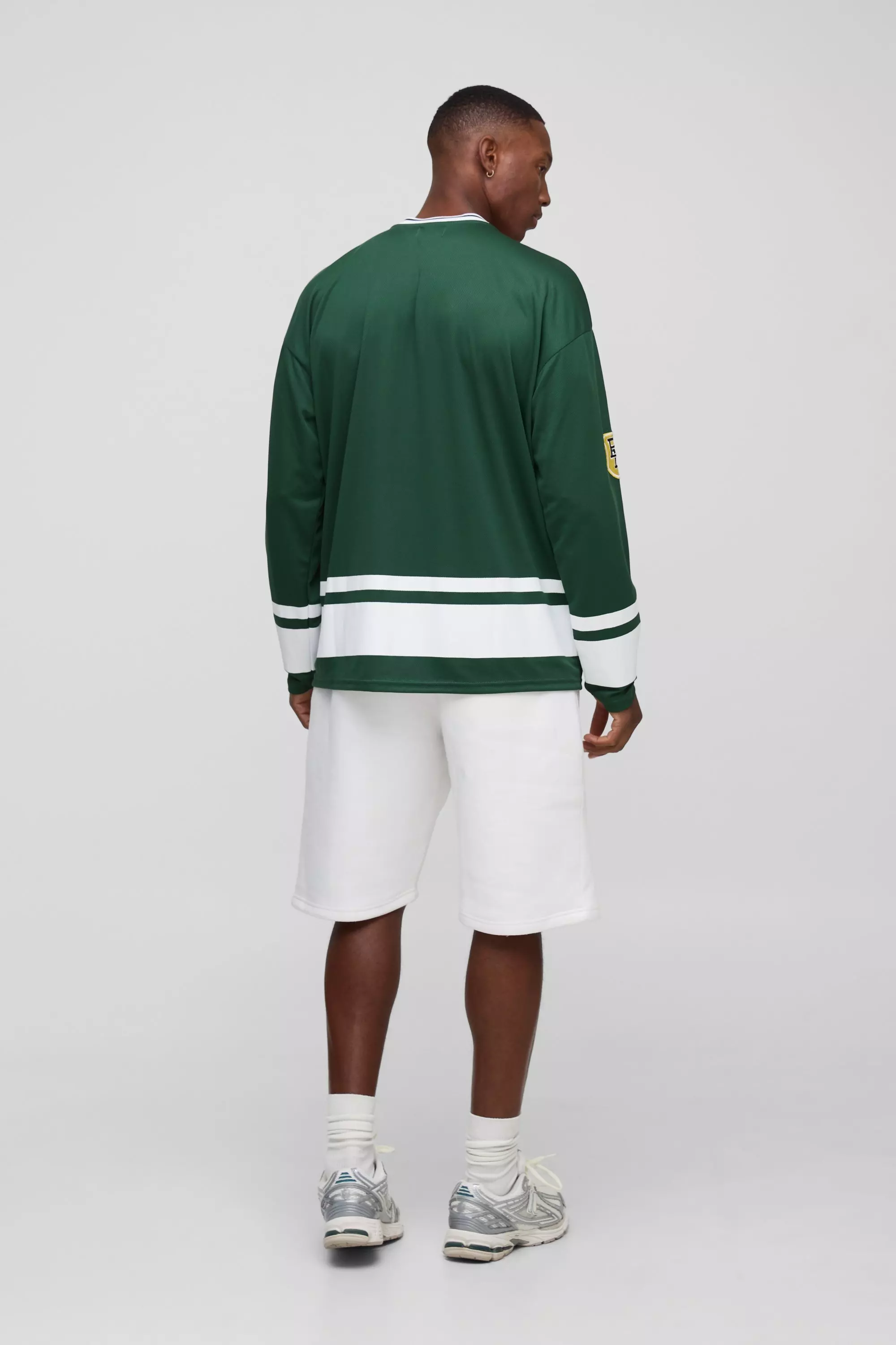 Oversized 13 Mesh Long Sleeve Hockey Top | boohooMAN USA