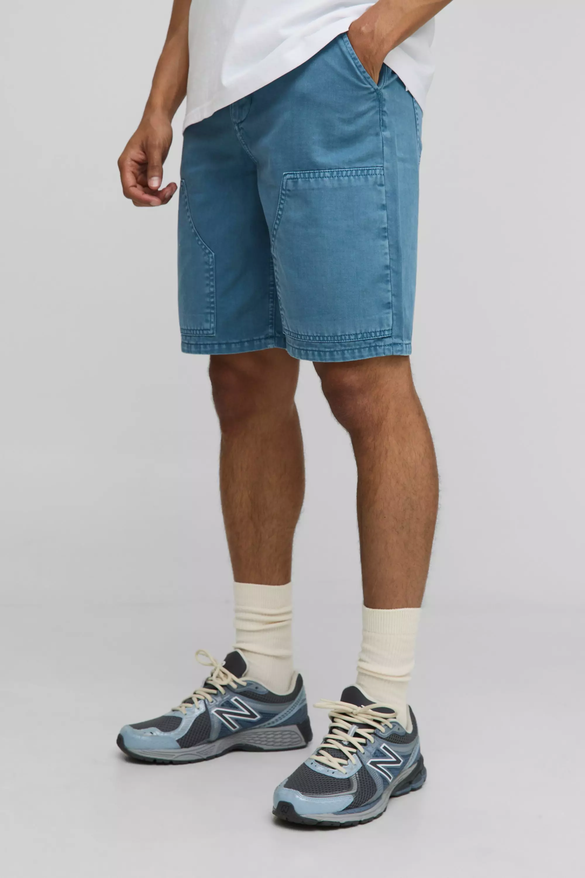 Relaxed Fit Carpenter Overdyed Belted Shorts | boohooMAN USA