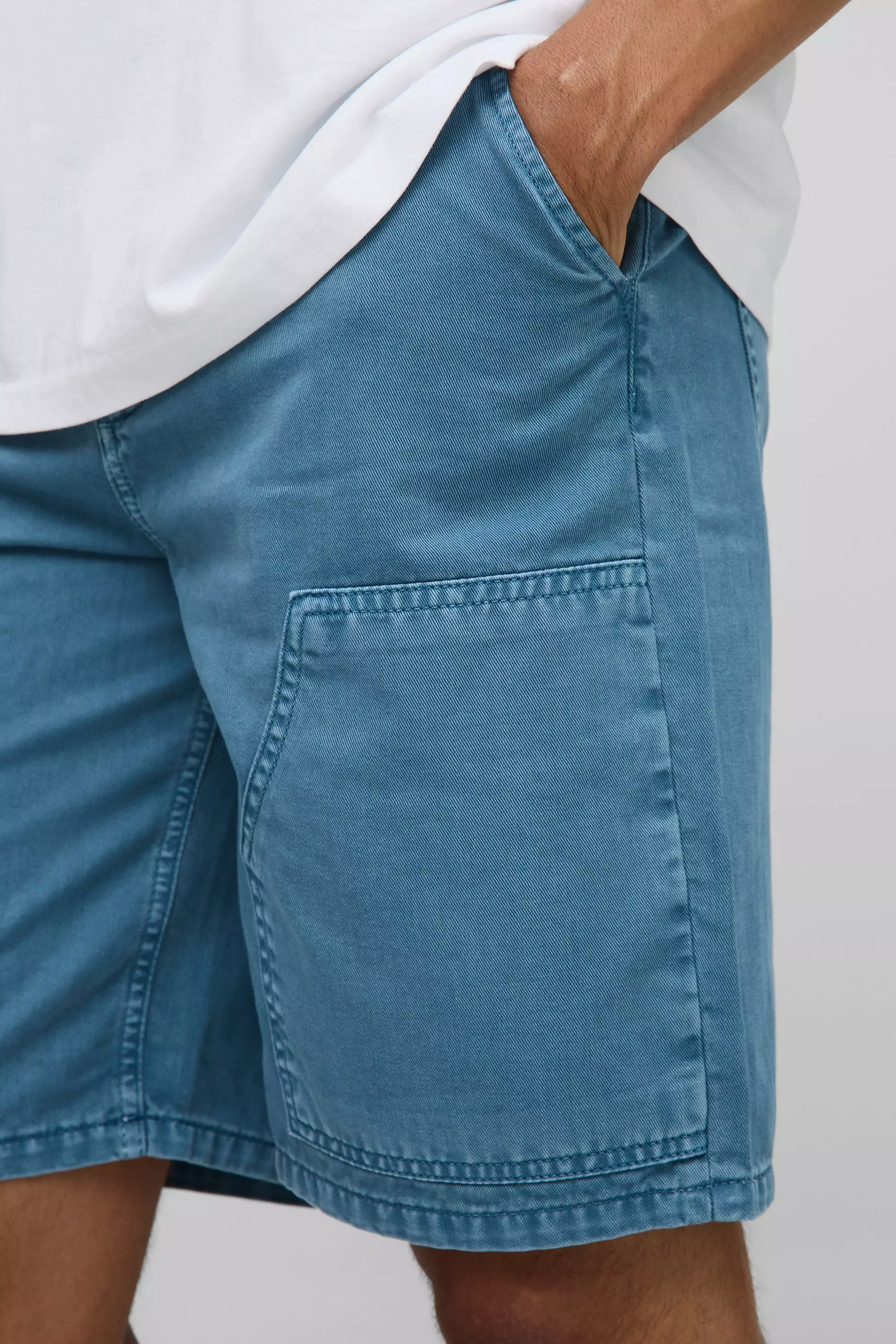 Relaxed Fit Carpenter Overdyed Belted Shorts | boohooMAN USA