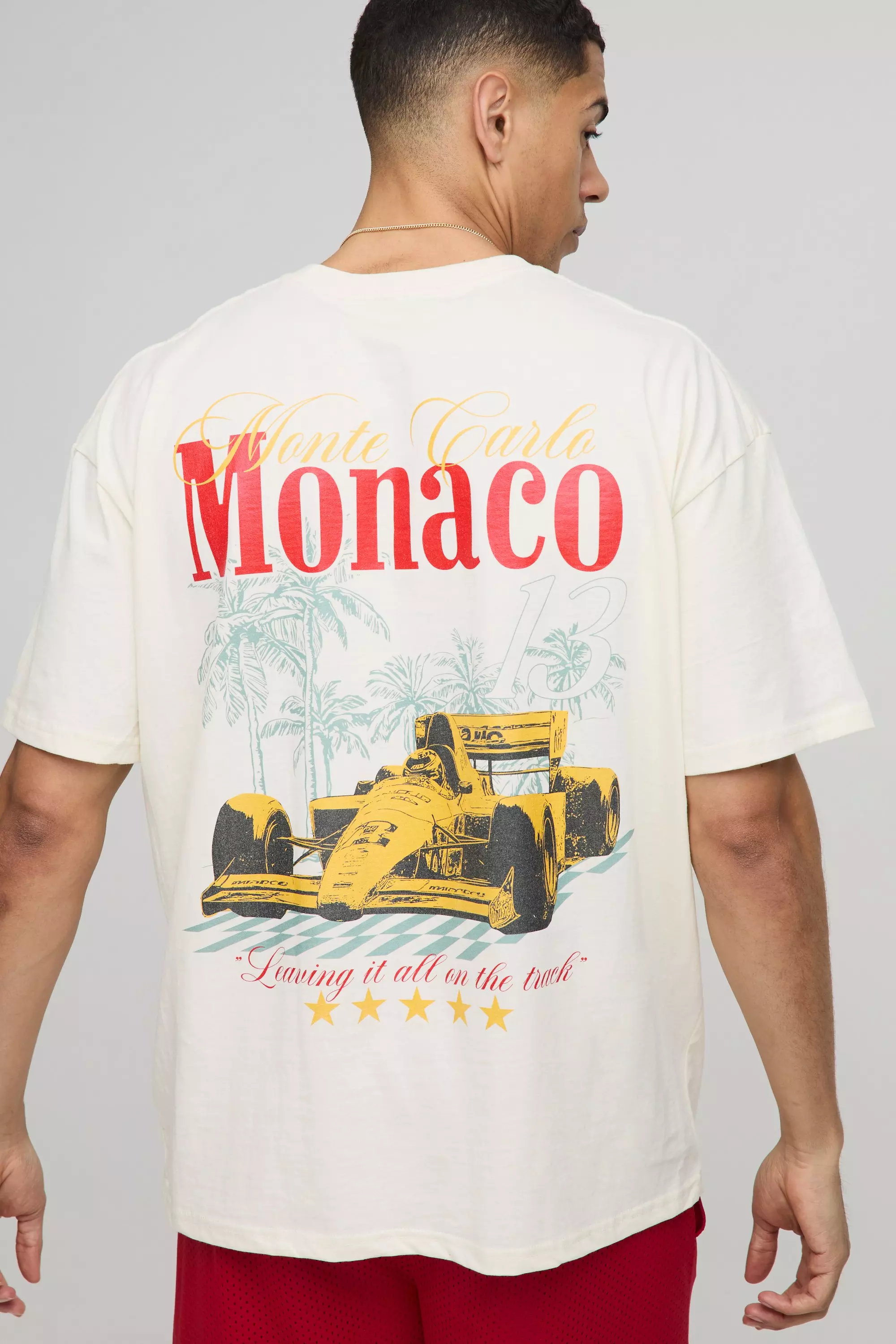◆ boohoo ◆ デラックス モナコ プリント Tシャツ Washed Black Monaco Landscape Print T-Shirt | boohooMAN USA