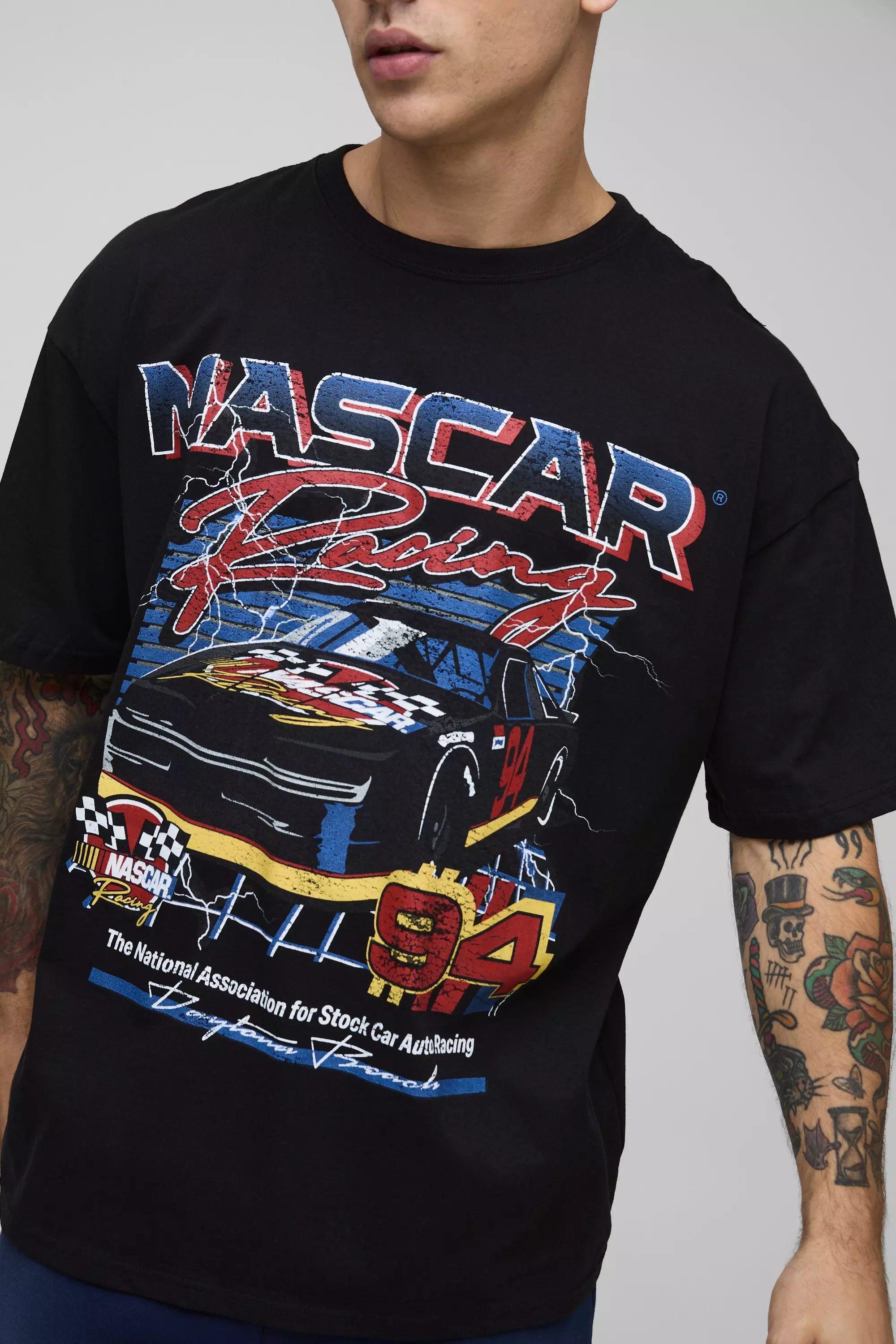 Black Oversized NASCAR Racing License Graphic T Shirt alternative image