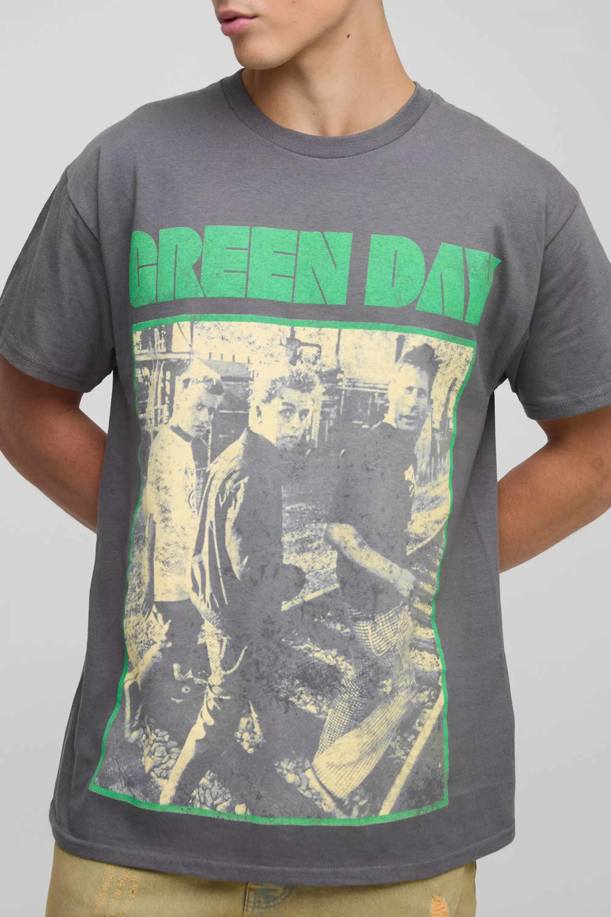 Charcoal Regular Fit Green Day License Printed T-Shirt alternative image
