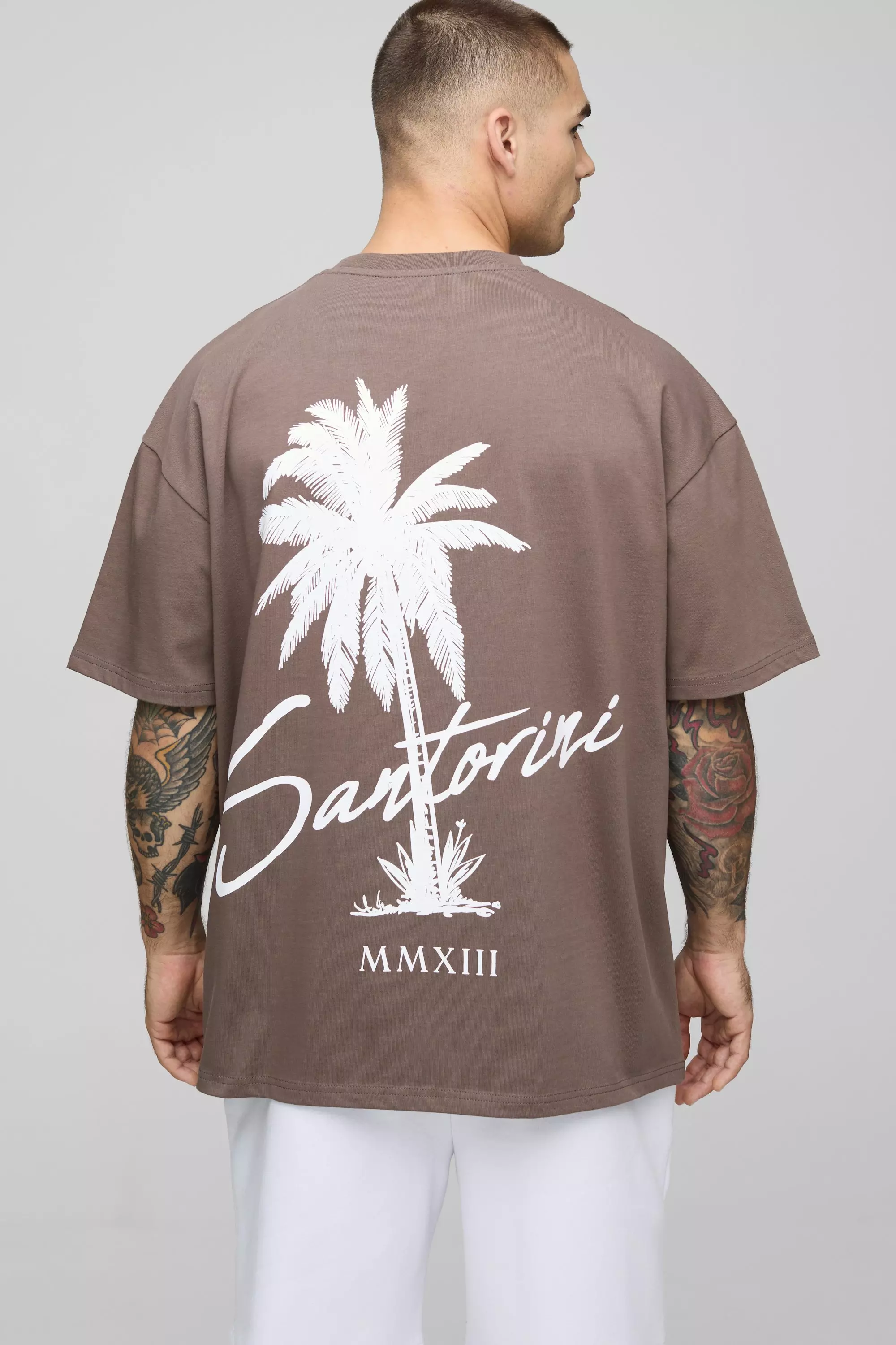 Oversized Palm Print T-Shirt & Short Set White