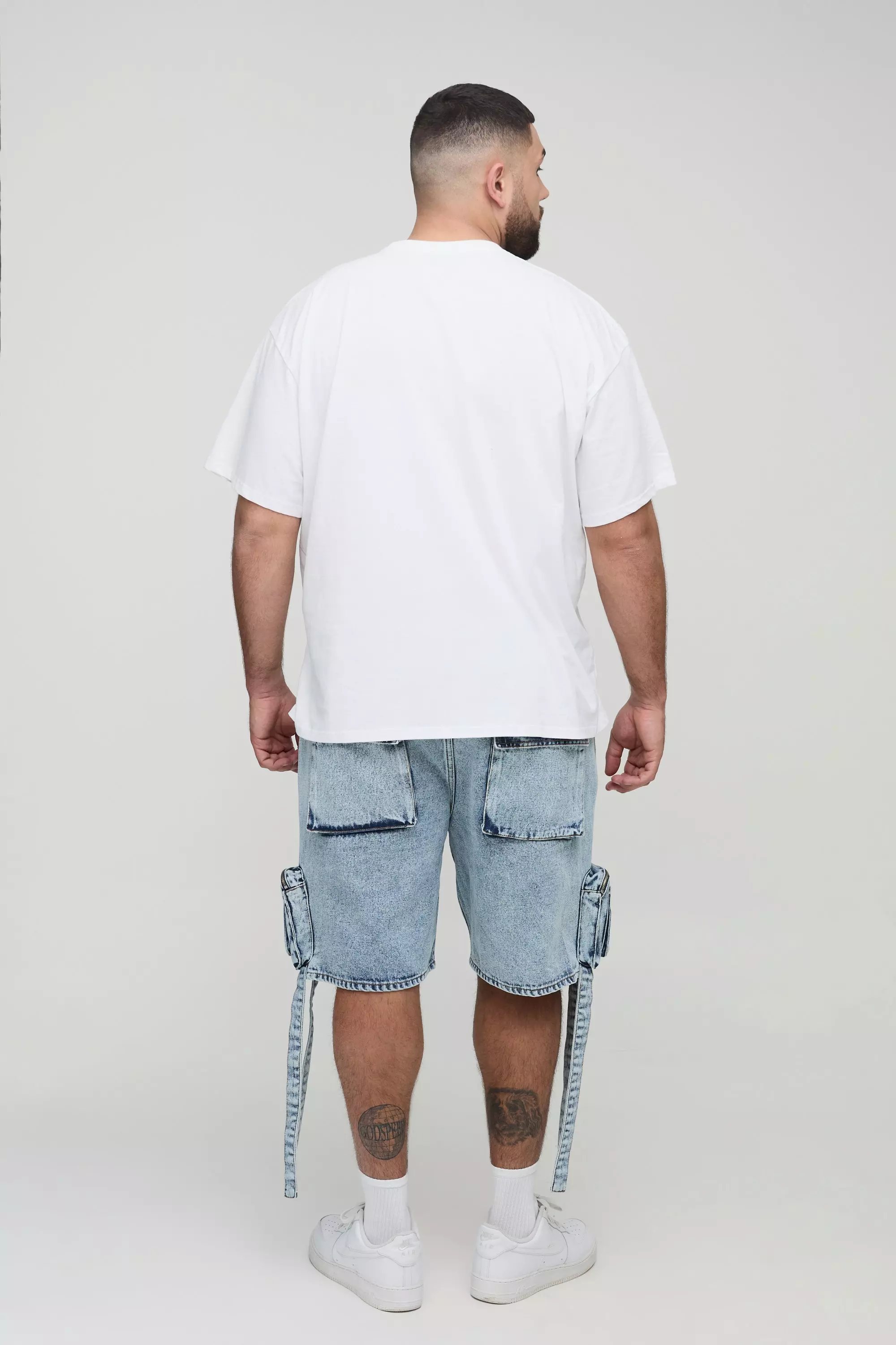 Plus Oversized Worldwide Palm Print Moto T-Shirt