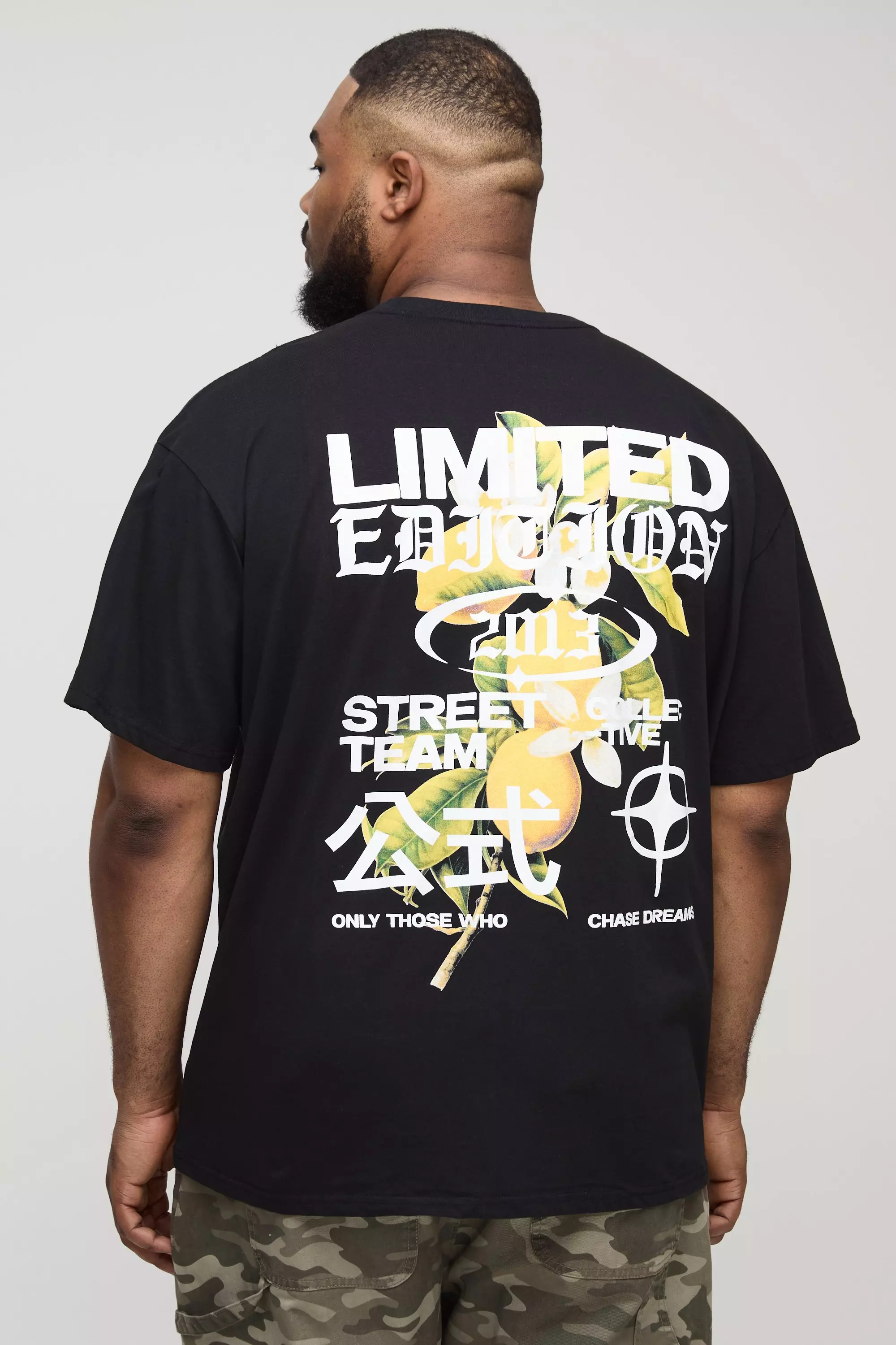 Grande taille - T-shirt oversize fleuri, Black autre image