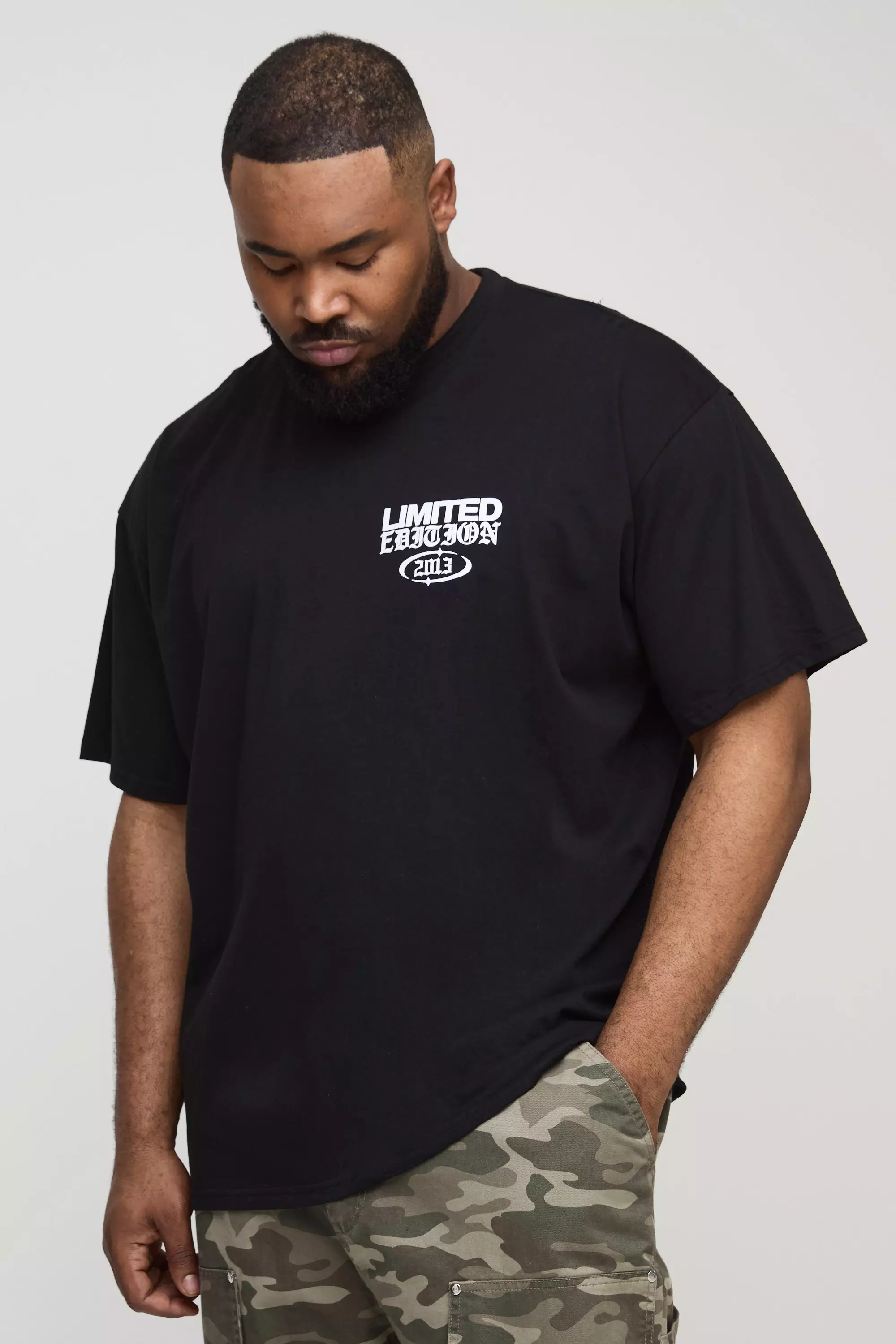Grande taille - T-shirt oversize fleuri, Black autre image